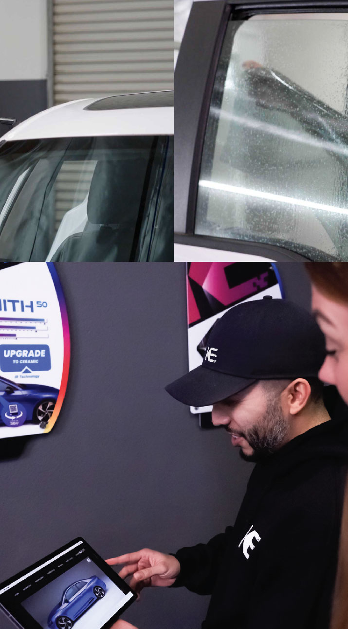 Kepler Dealer Showing Car Window Film Options to Customer in Baton Rouge, Louisiana