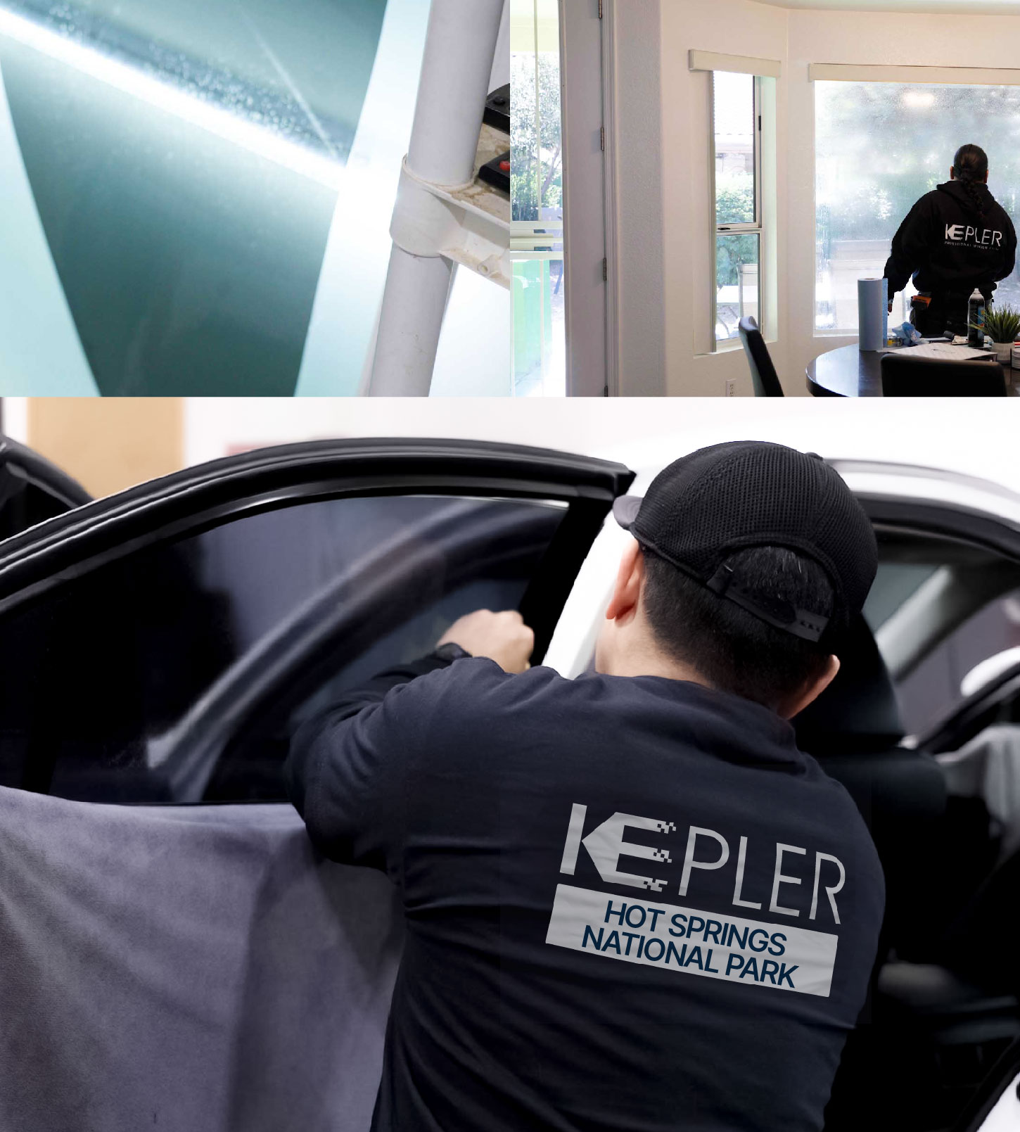 Automotive Window Tinting Expert Applying Film in Hot Springs National Park, Arkansas