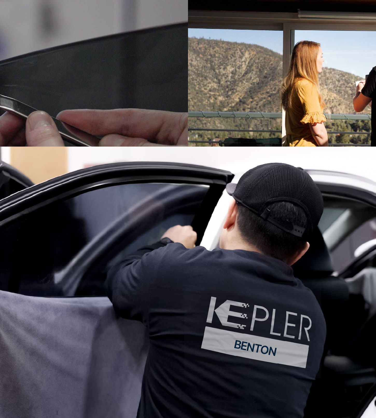 Automotive Window Tinting Expert Applying Film in Benton, Arkansas
