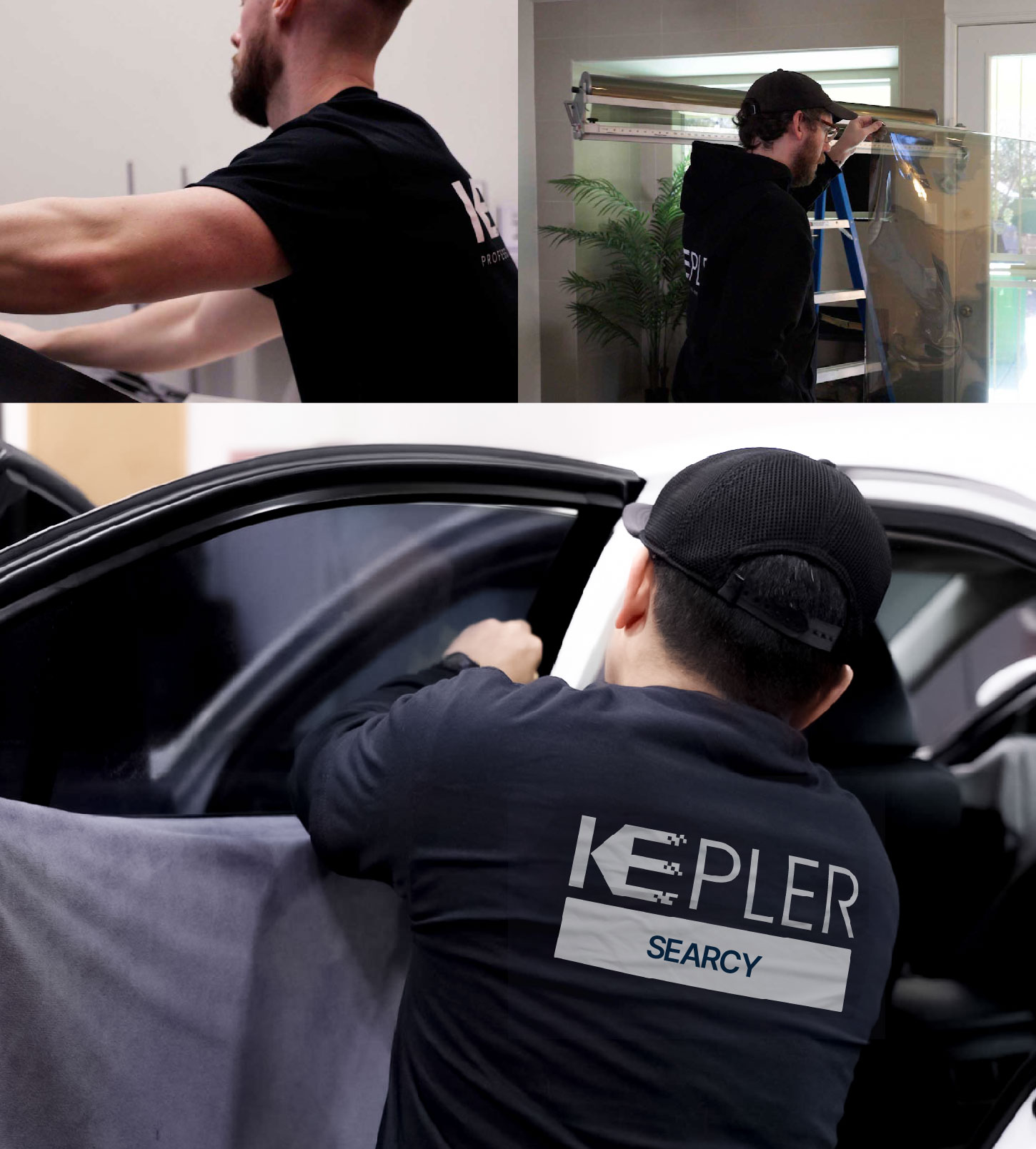 Automotive Window Tinting Expert Applying Film in Searcy, Arkansas