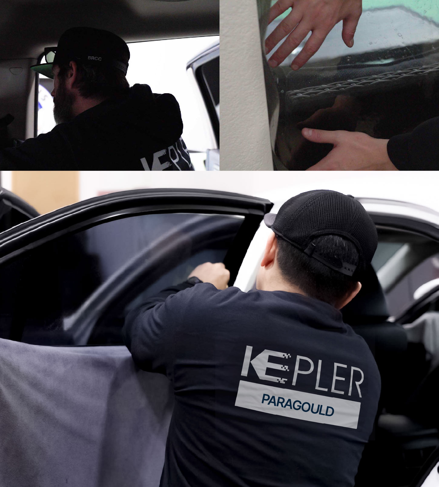Automotive Window Tinting Expert Applying Film in Paragould, Arkansas