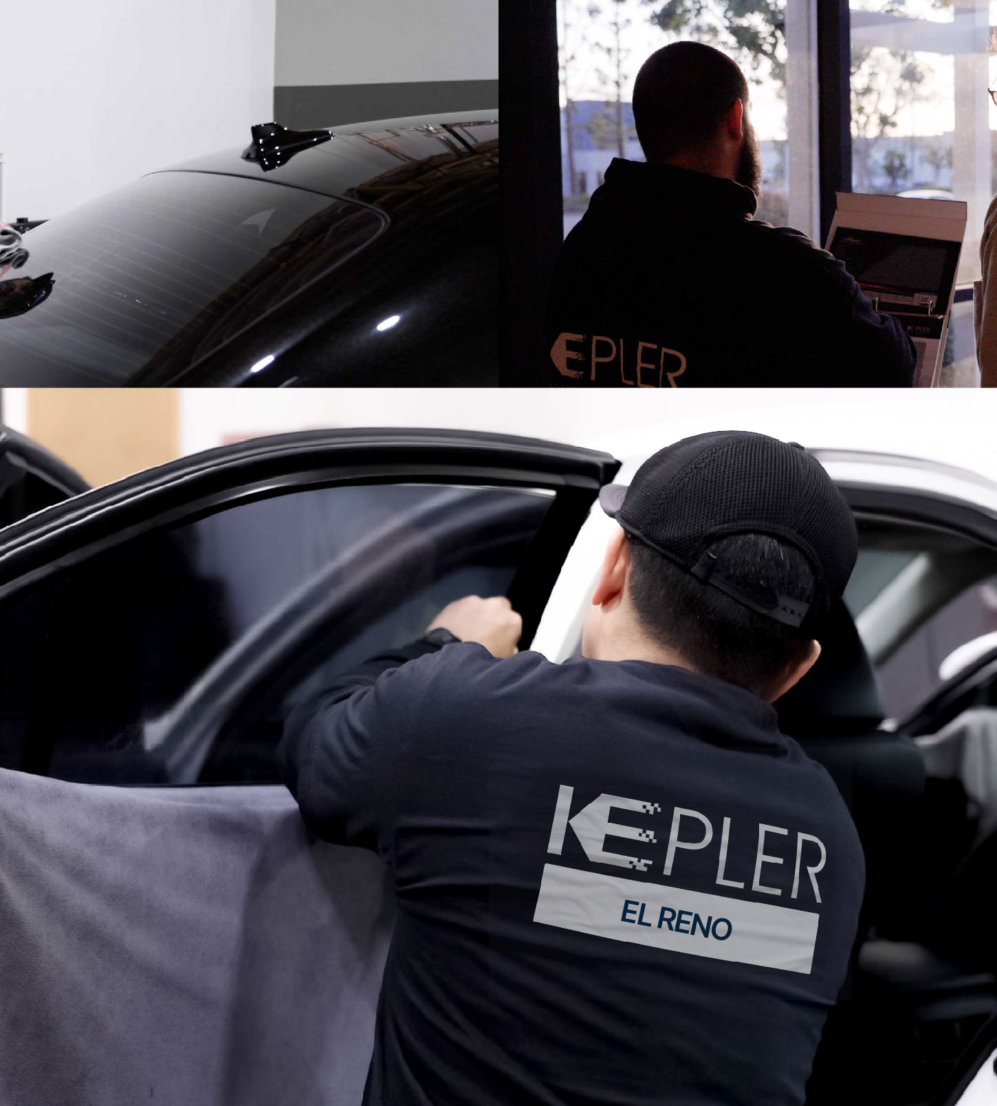Automotive Window Tinting Expert Applying Film in El Reno, Oklahoma