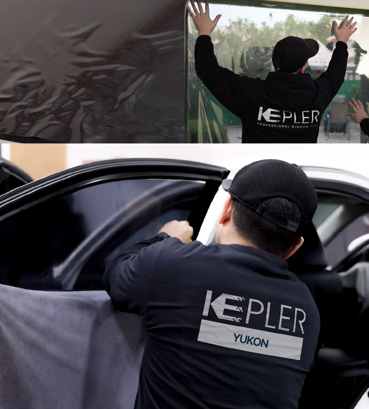 Automotive Window Tinting Expert Applying Film in Yukon, Oklahoma