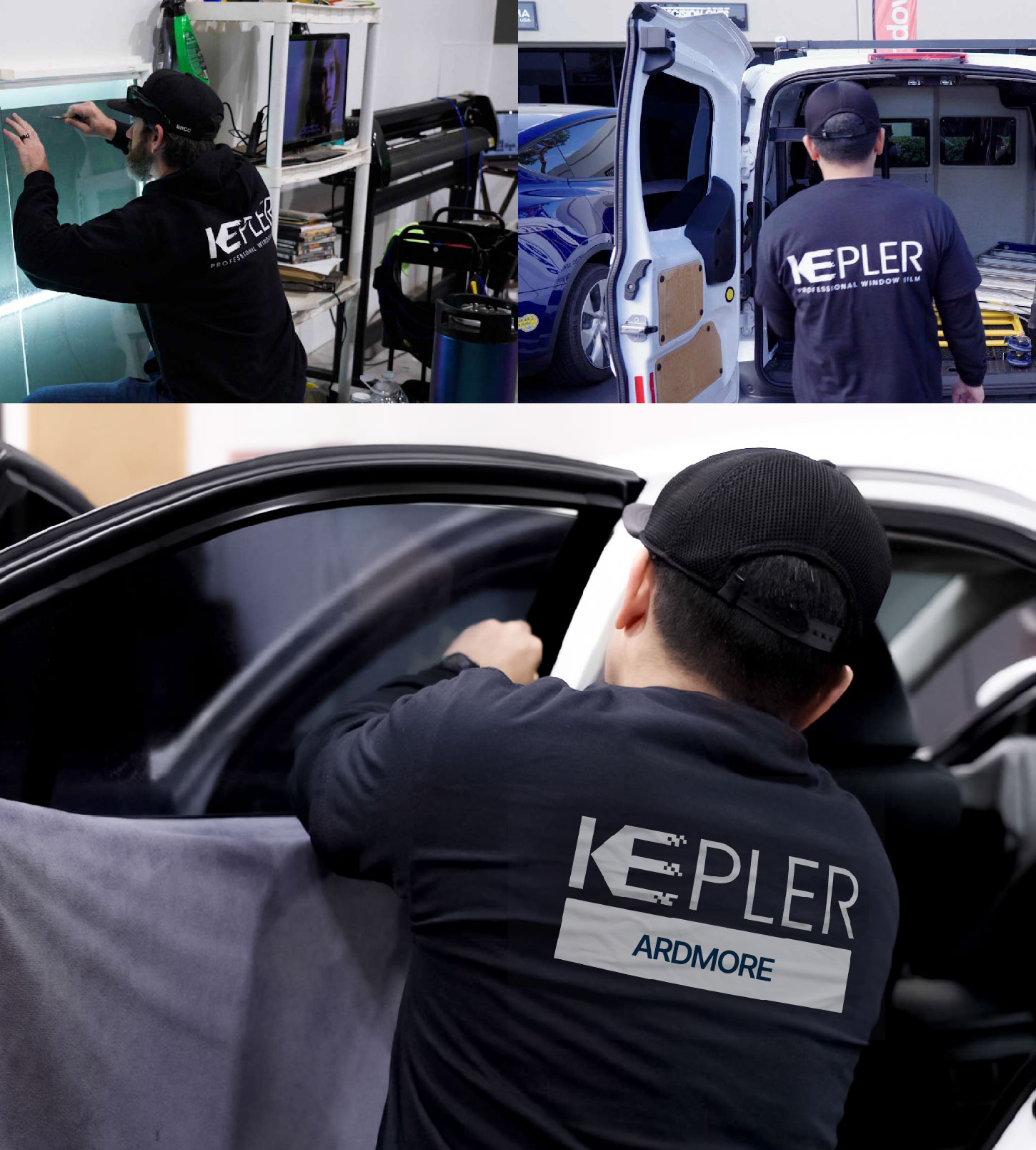 Automotive Window Tinting Expert Applying Film in Ardmore, Oklahoma