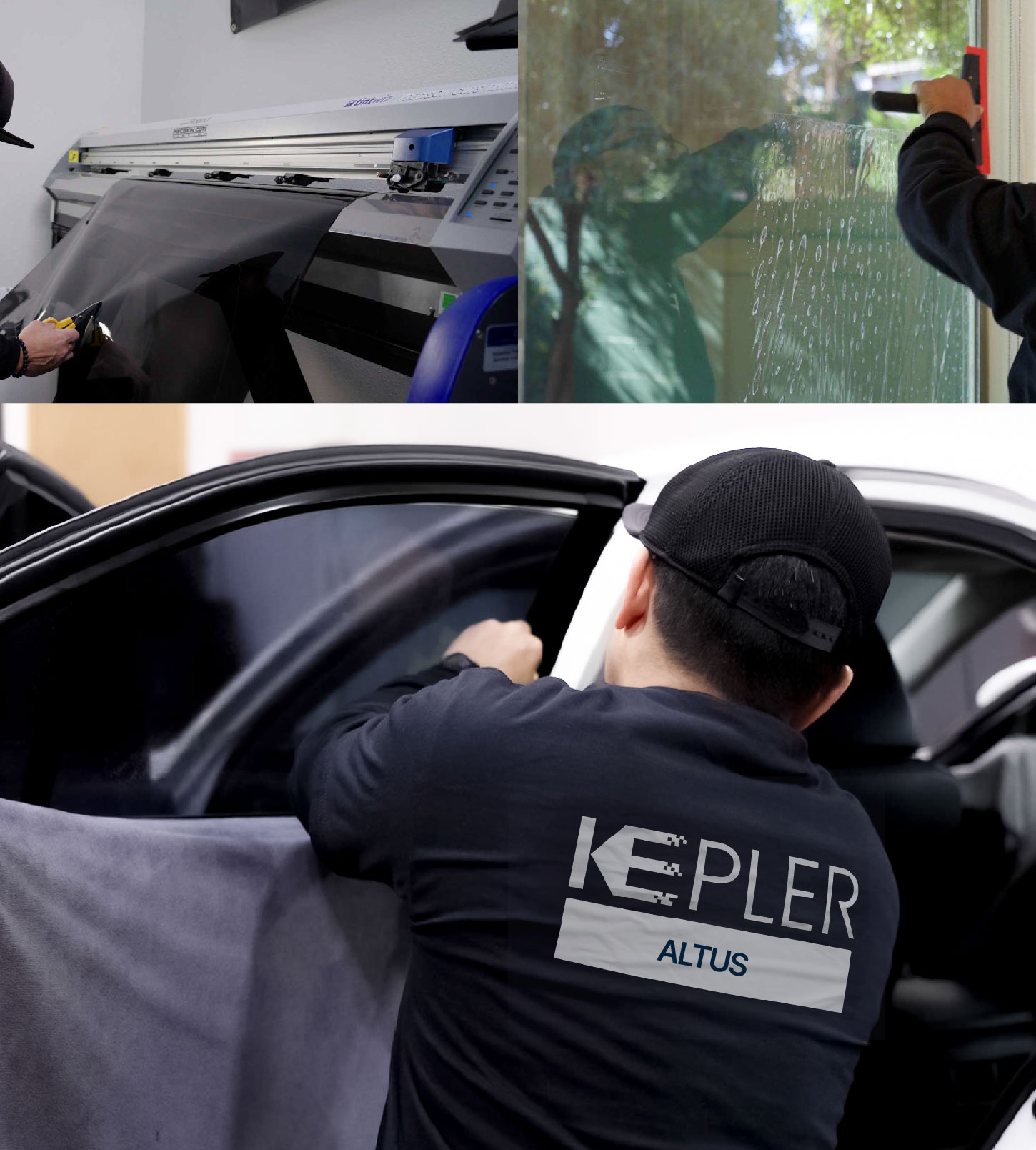 Automotive Window Tinting Expert Applying Film in Altus, Oklahoma