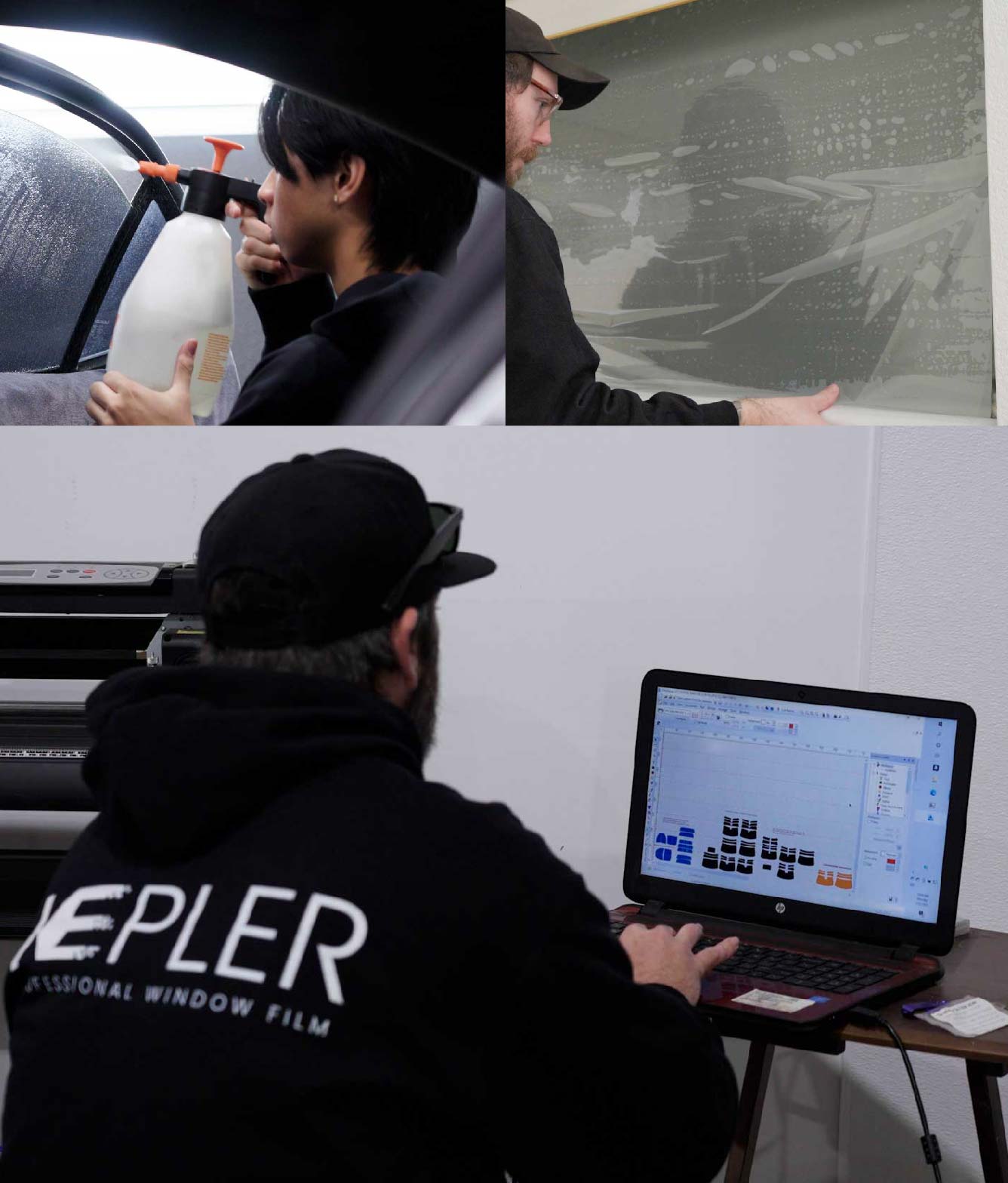 Ceramic Window Tinting Expert Cutting Film in Bell, California