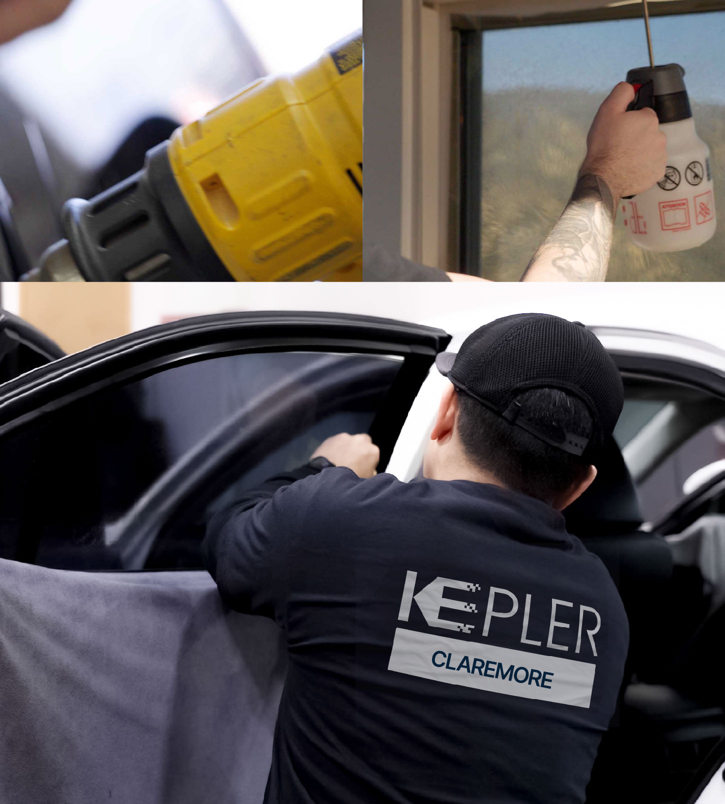 Automotive Window Tinting Expert Applying Film in Claremore, Oklahoma