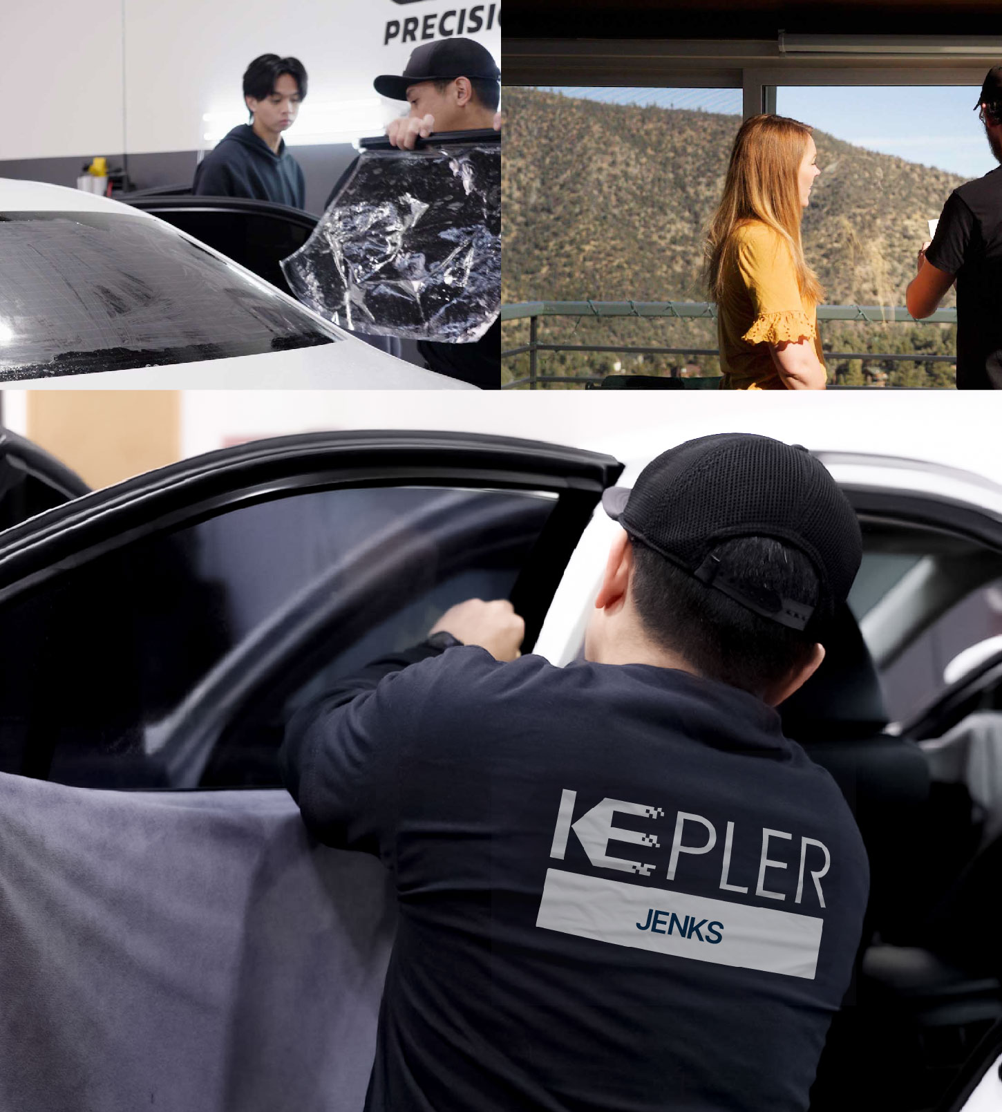 Automotive Window Tinting Expert Applying Film in Jenks, Oklahoma