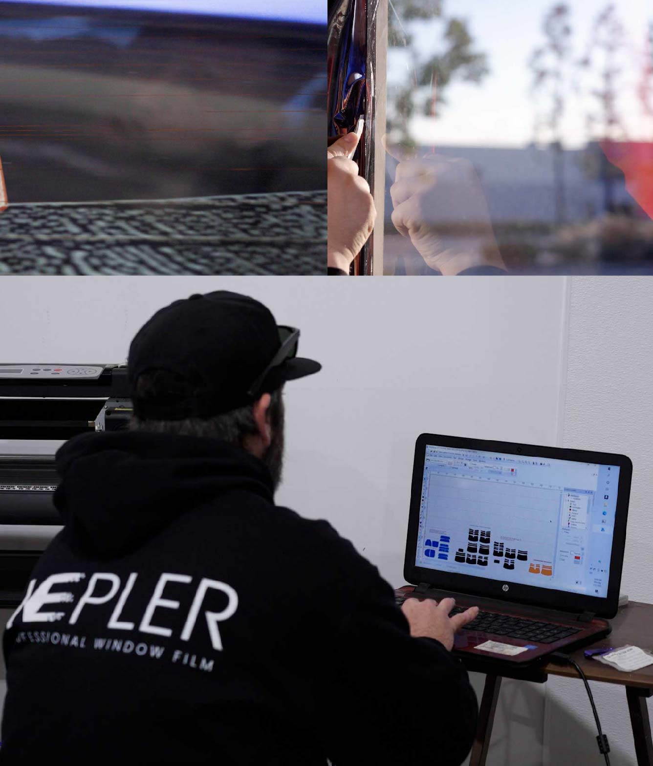 Ceramic Window Tinting Expert Cutting Film in Lawndale, California