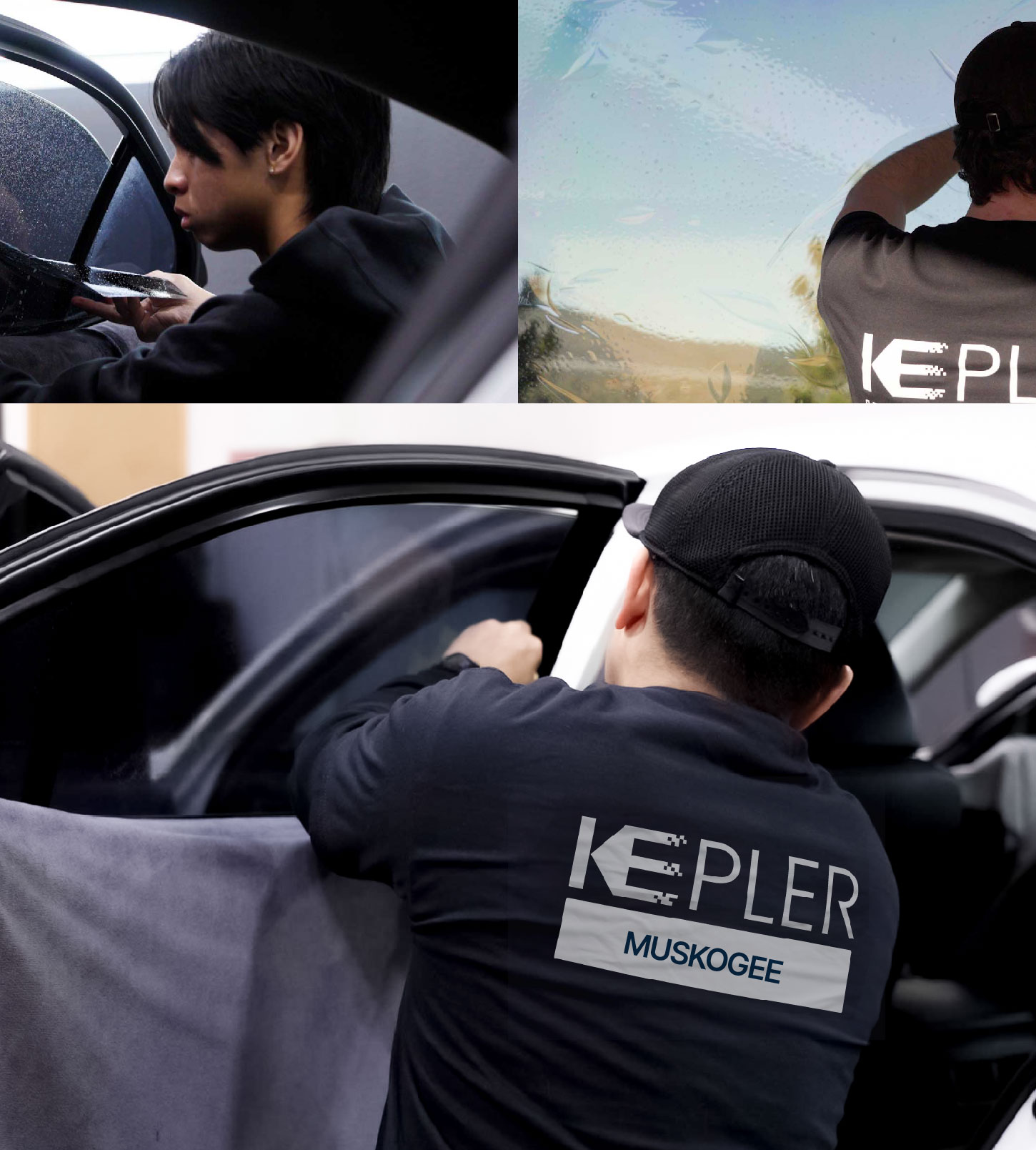 Automotive Window Tinting Expert Applying Film in Muskogee, Oklahoma
