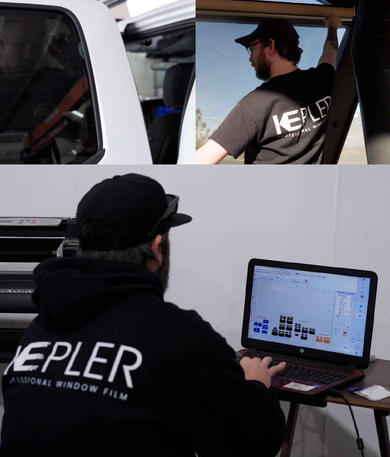 Ceramic Window Tinting Expert Cutting Film in Maywood, California