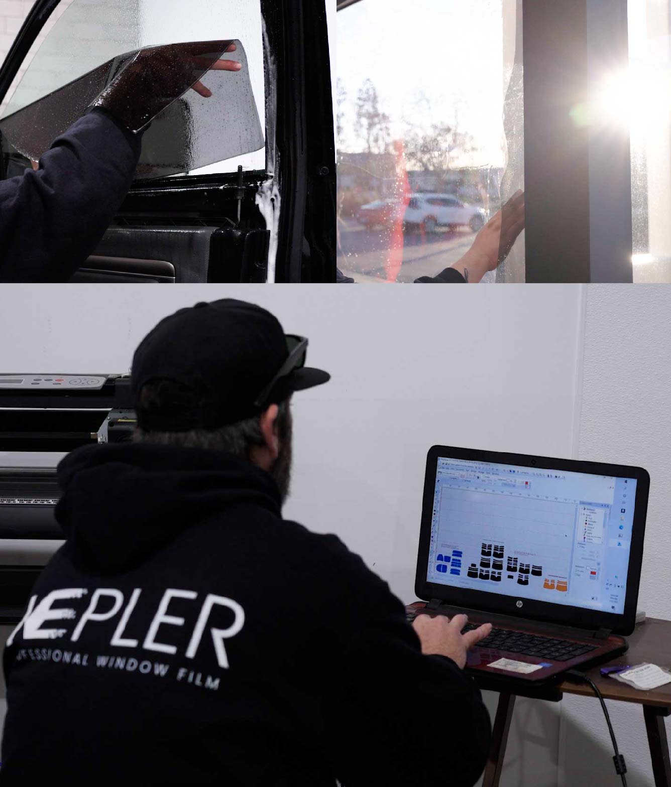 Ceramic Window Tinting Expert Cutting Film in Santa Monica, California