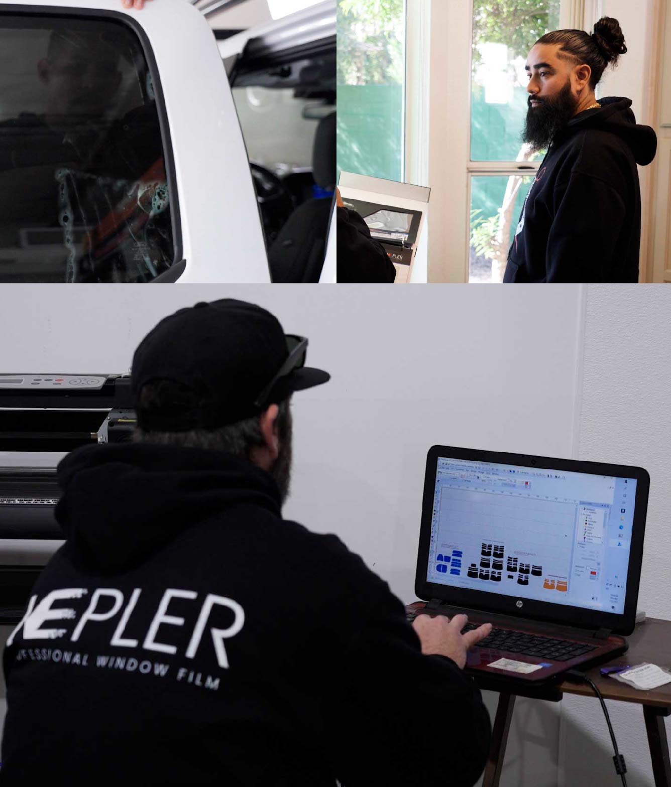 Ceramic Window Tinting Expert Cutting Film in Whittier, California