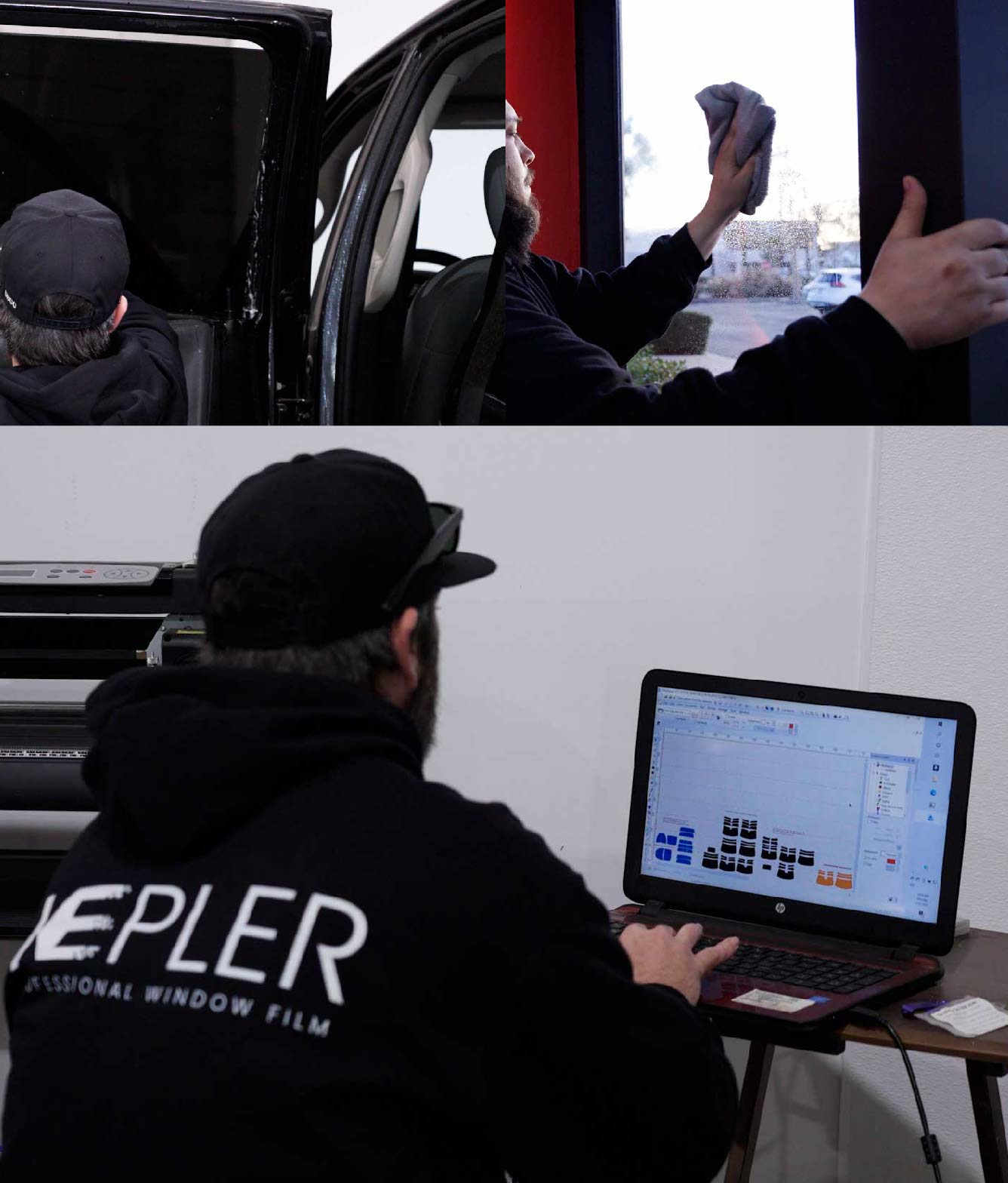 Ceramic Window Tinting Expert Cutting Film in Buena Park, California