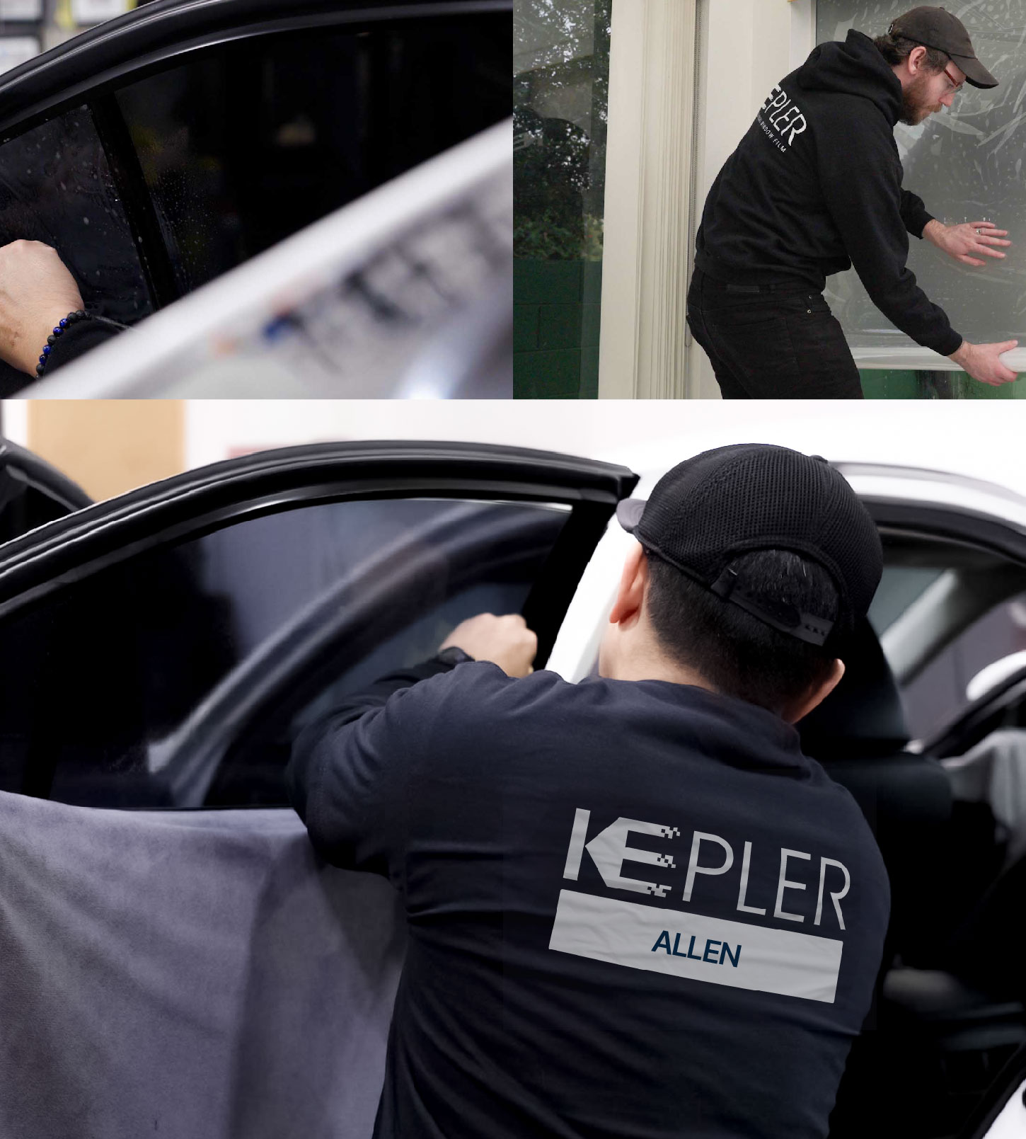 Automotive Window Tinting Expert Applying Film in Allen, Texas