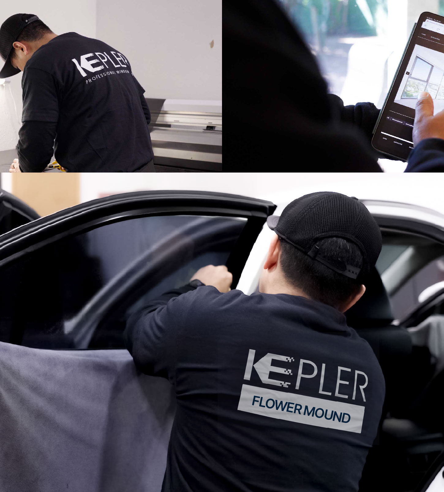 Automotive Window Tinting Expert Applying Film in Flower Mound, Texas