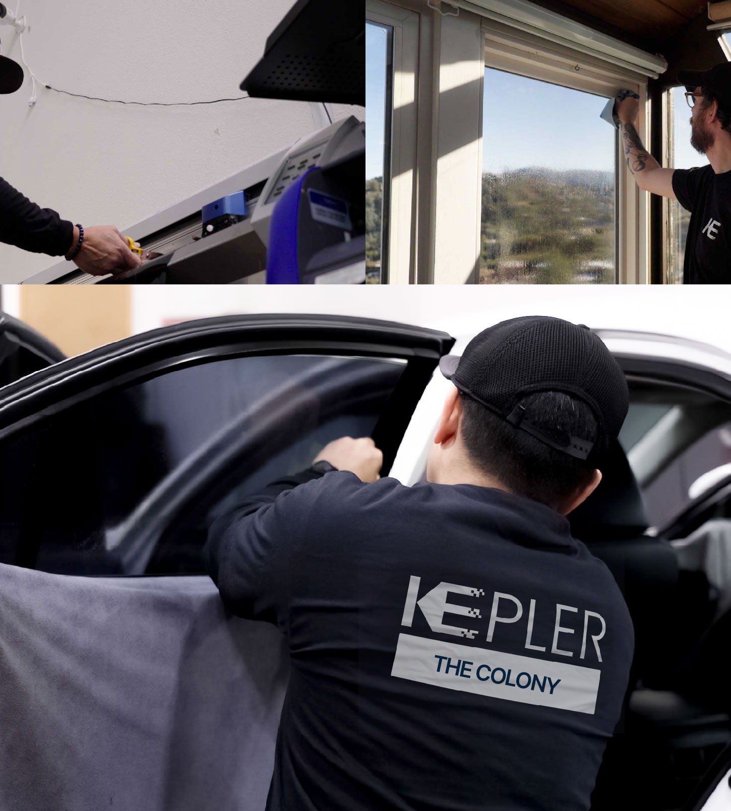 Automotive Window Tinting Expert Applying Film in The Colony, Texas