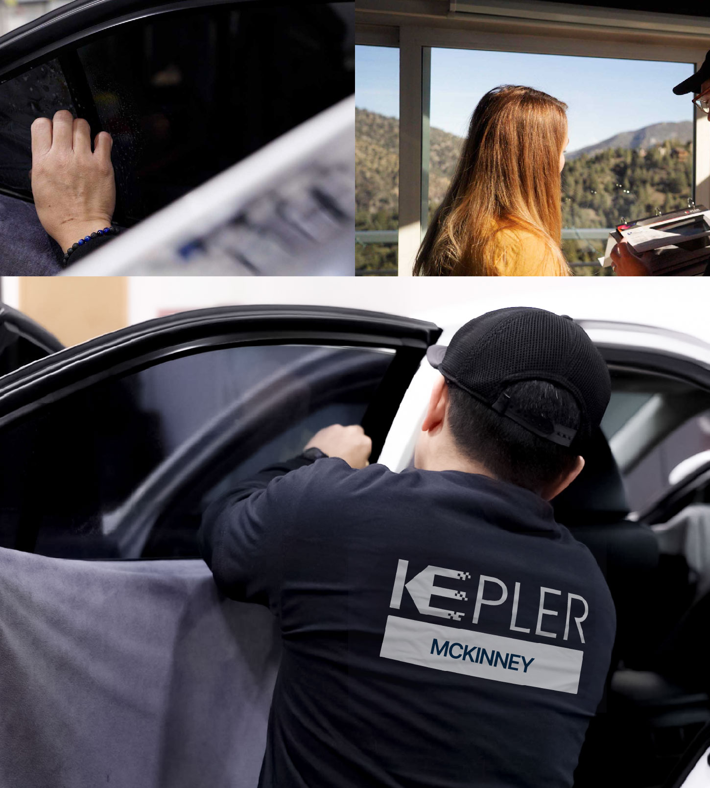 Automotive Window Tinting Expert Applying Film in McKinney, Texas