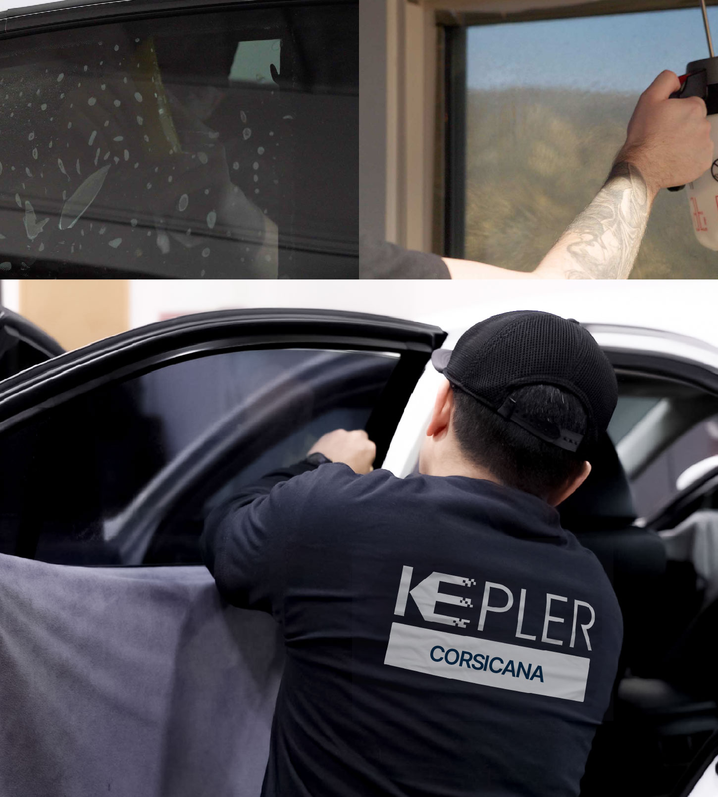 Automotive Window Tinting Expert Applying Film in Corsicana, Texas