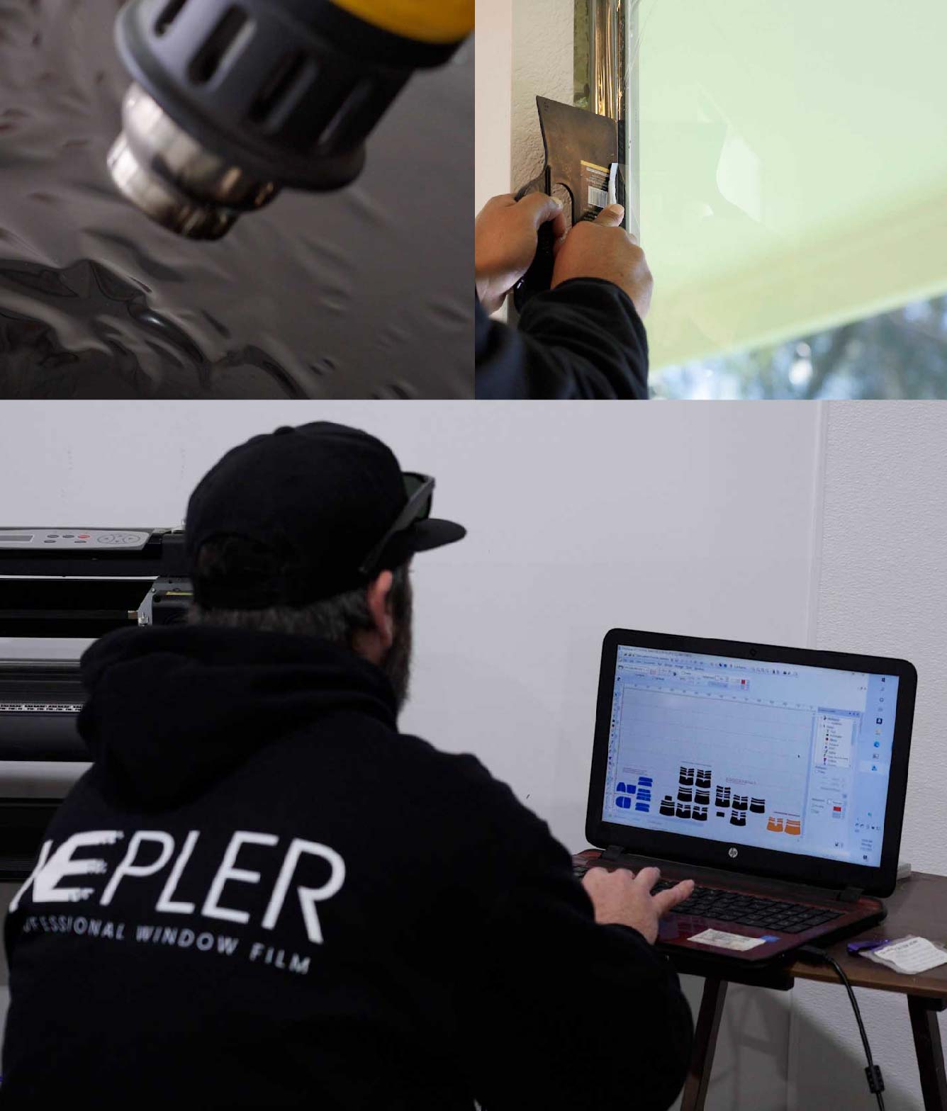 Ceramic Window Tinting Expert Cutting Film in La Cañada Flintridge, California