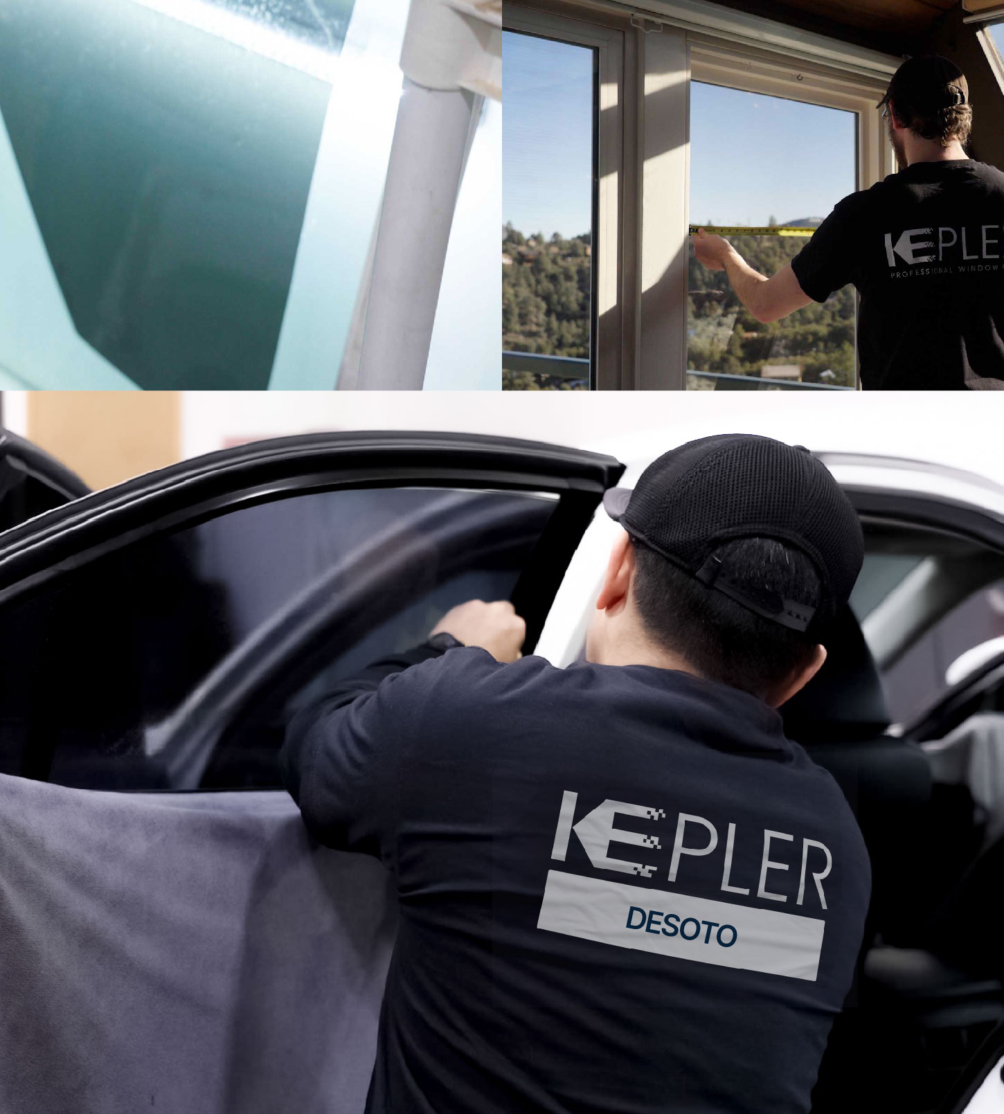 Automotive Window Tinting Expert Applying Film in DeSoto, Texas