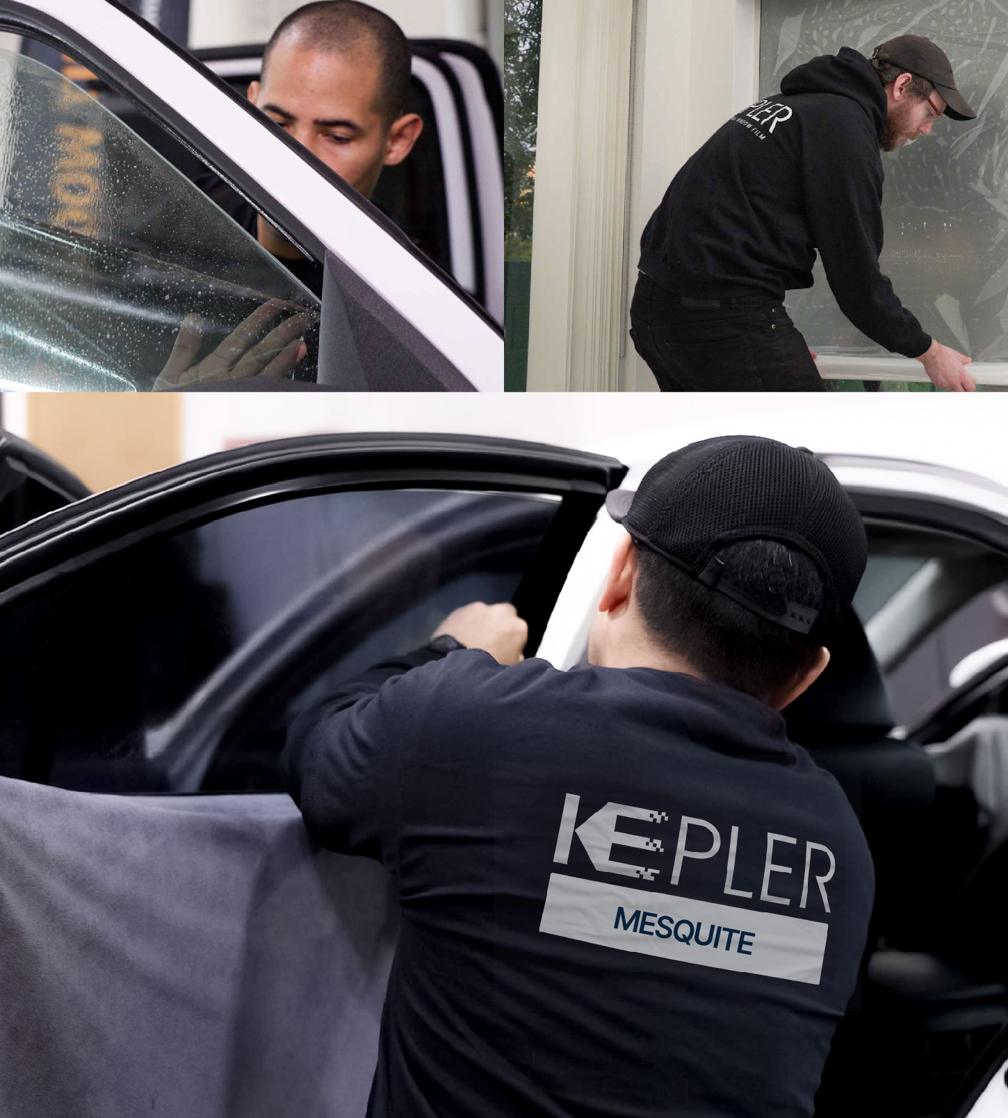 Automotive Window Tinting Expert Applying Film in Mesquite, Texas