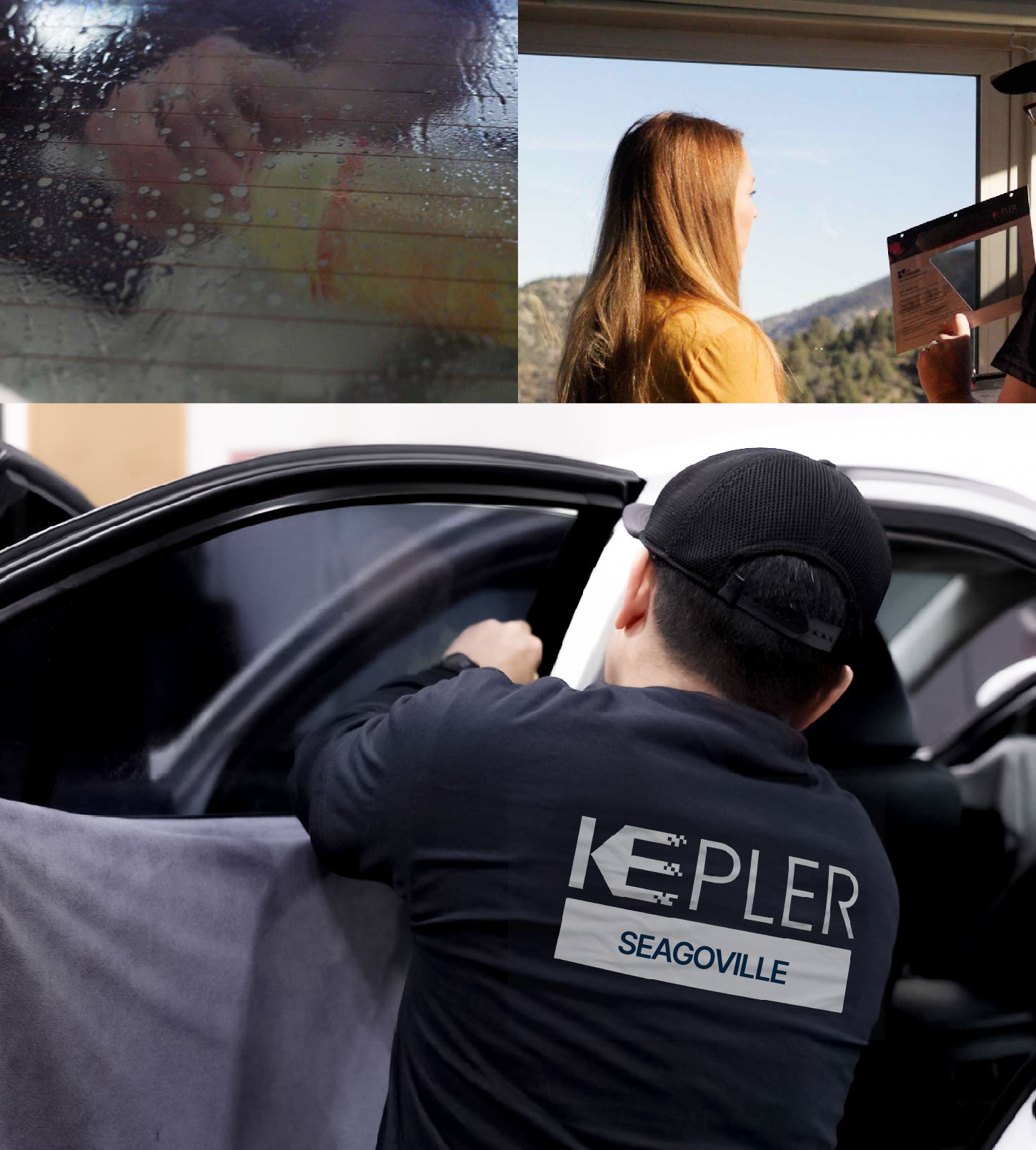 Automotive Window Tinting Expert Applying Film in Seagoville, Texas