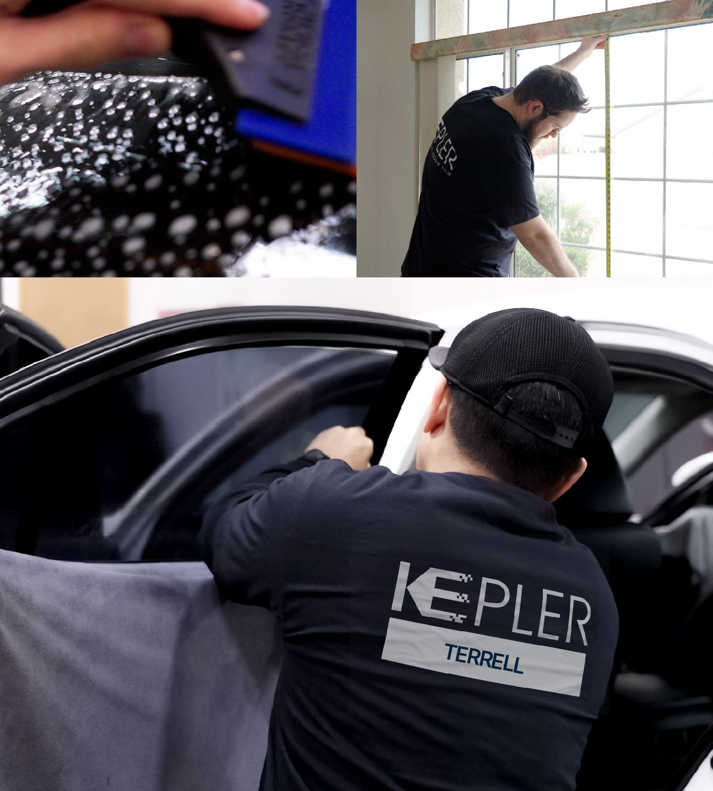 Automotive Window Tinting Expert Applying Film in Terrell, Texas
