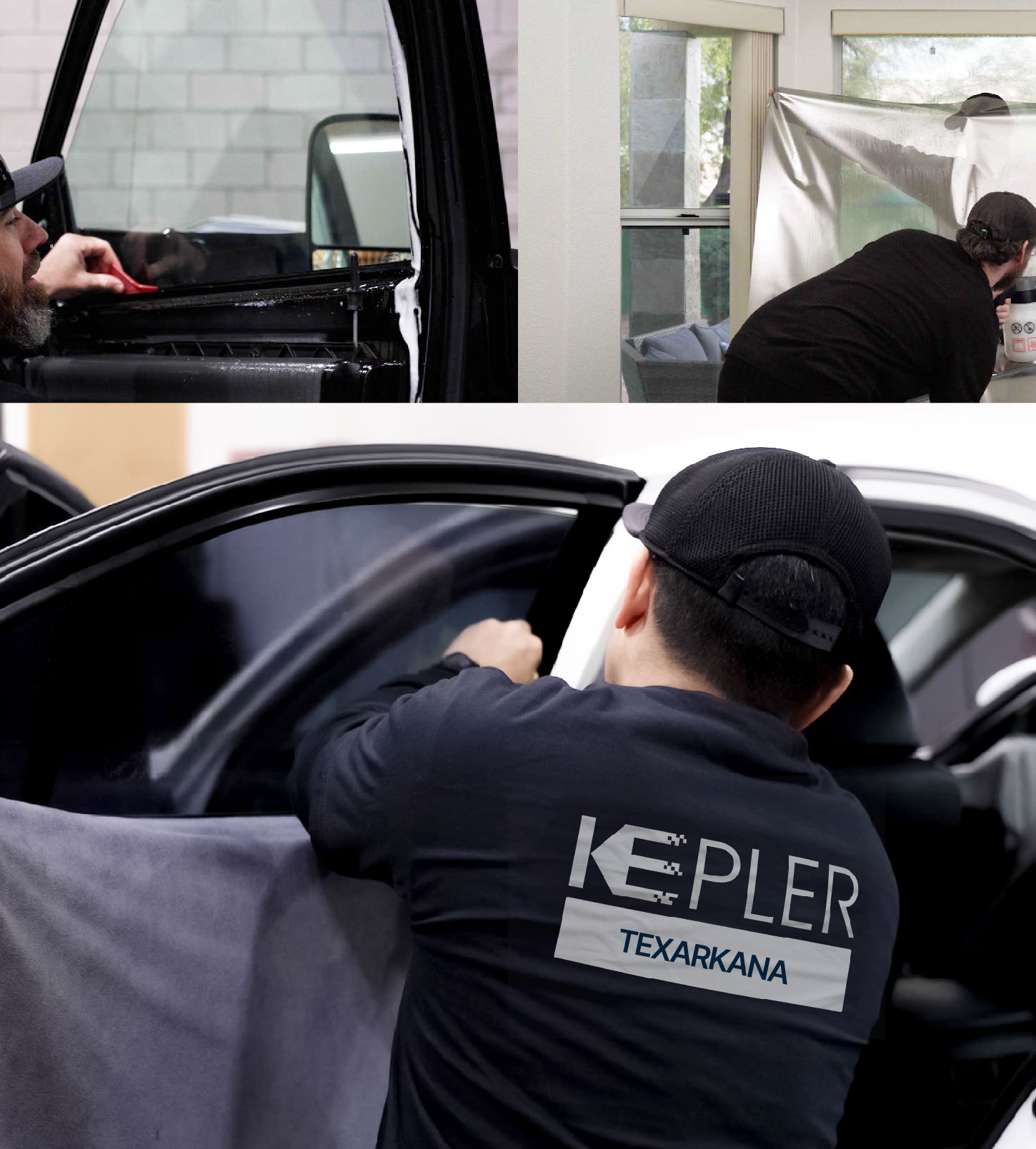Automotive Window Tinting Expert Applying Film in Texarkana, Texas
