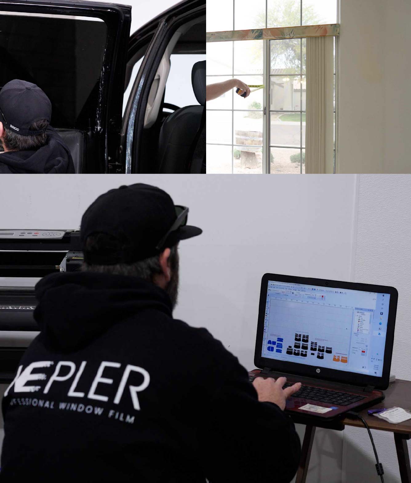 Ceramic Window Tinting Expert Cutting Film in Porter Ranch, California