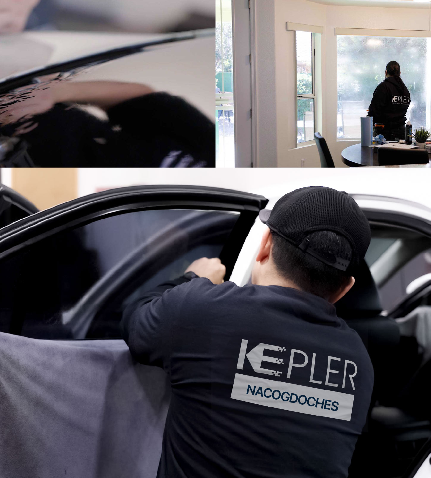 Automotive Window Tinting Expert Applying Film in Nacogdoches, Texas