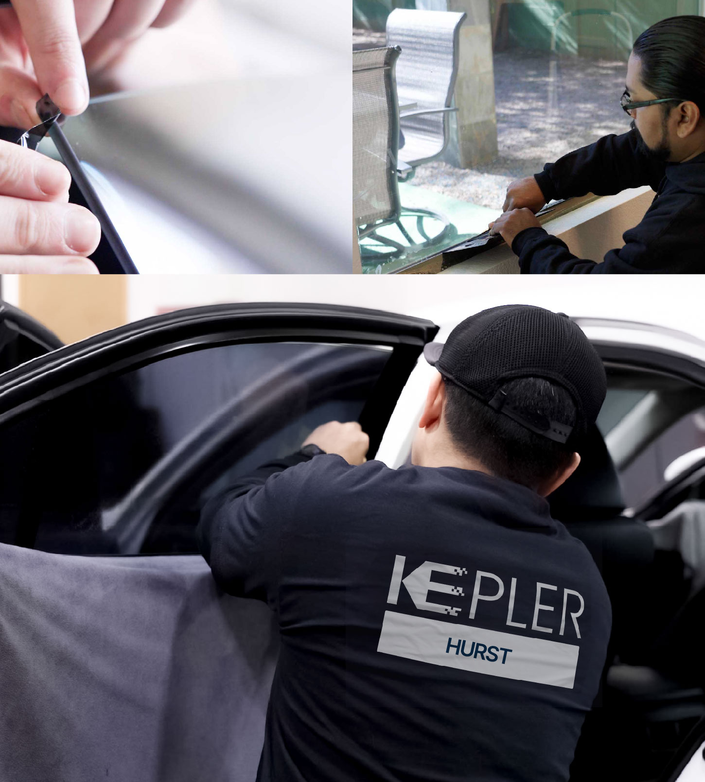 Automotive Window Tinting Expert Applying Film in Hurst, Texas