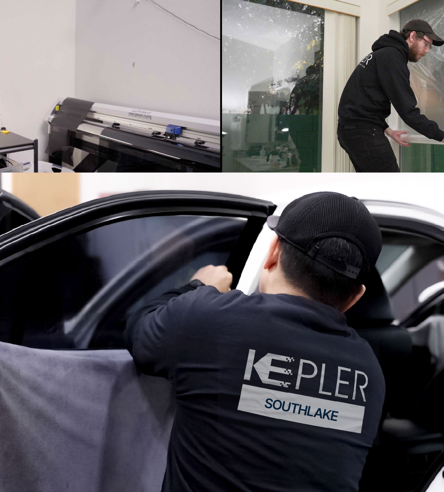 Automotive Window Tinting Expert Applying Film in Southlake, Texas