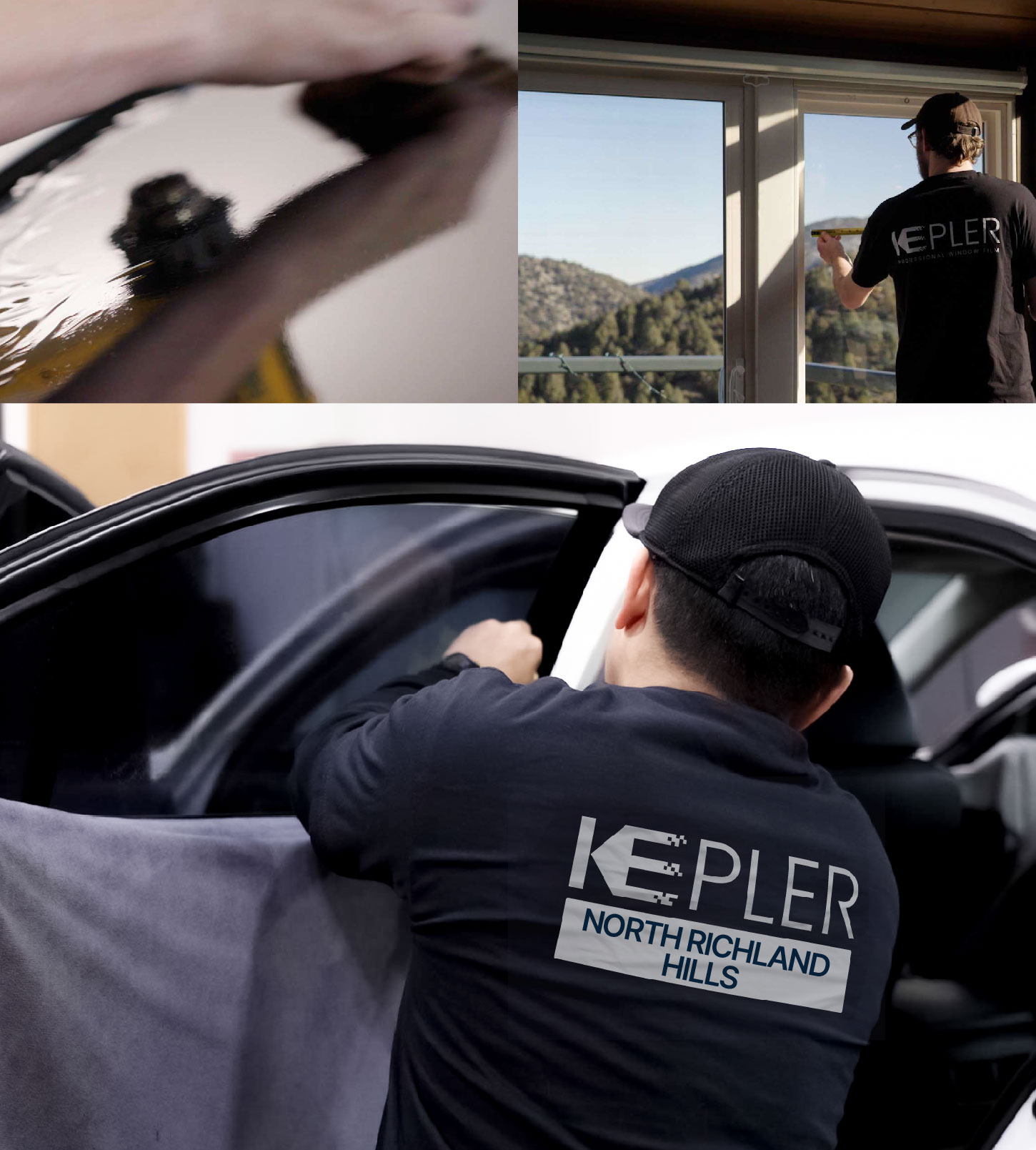 Automotive Window Tinting Expert Applying Film in North Richland Hills, Texas