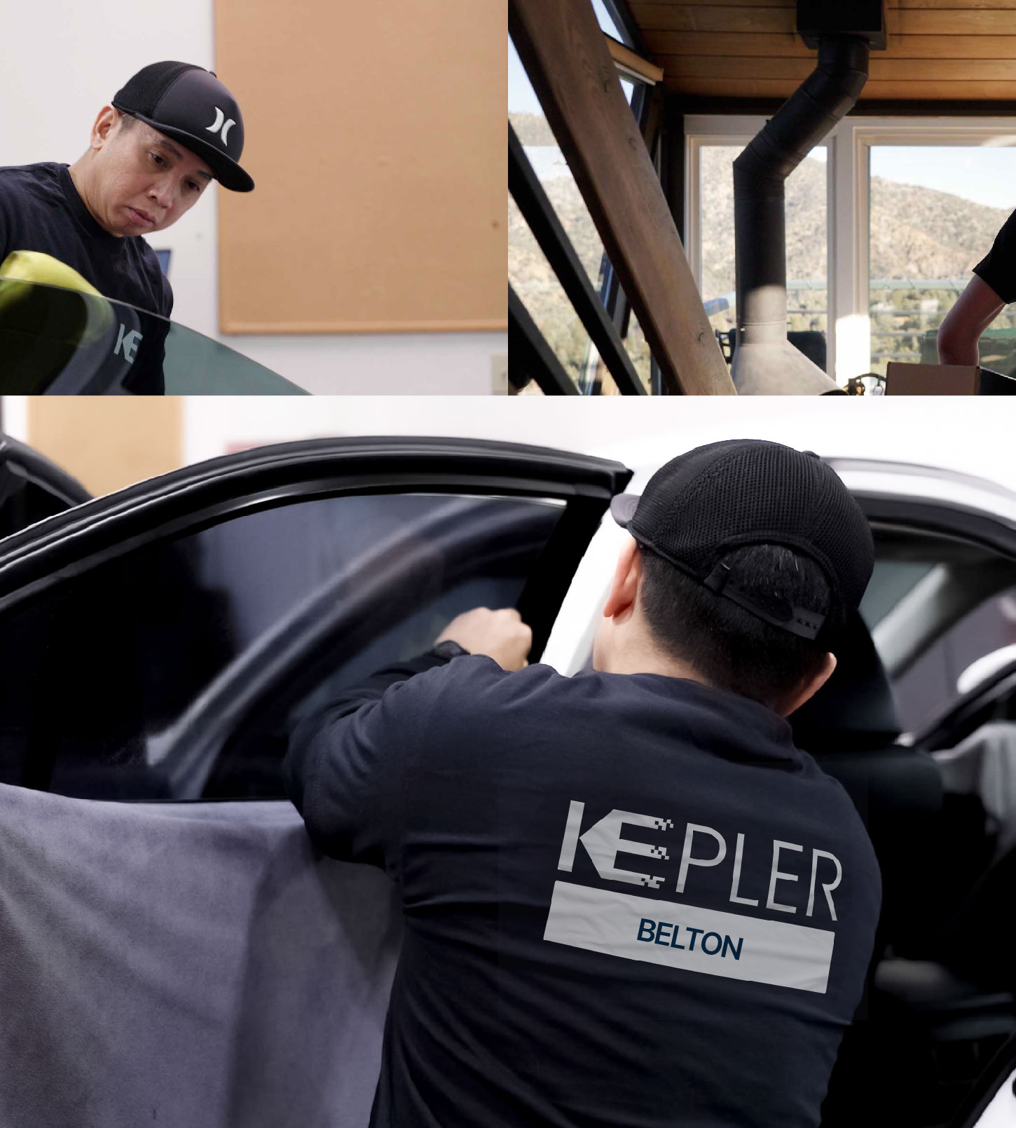 Automotive Window Tinting Expert Applying Film in Belton, Texas