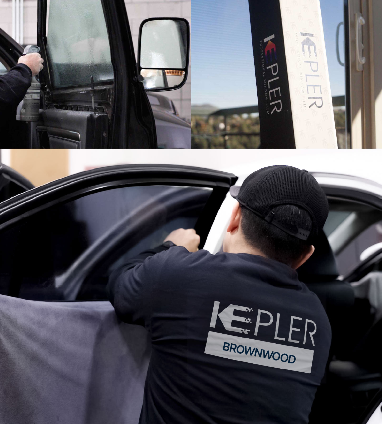 Automotive Window Tinting Expert Applying Film in Brownwood, Texas