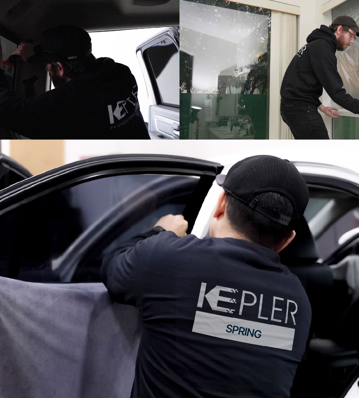 Automotive Window Tinting Expert Applying Film in Spring, Texas