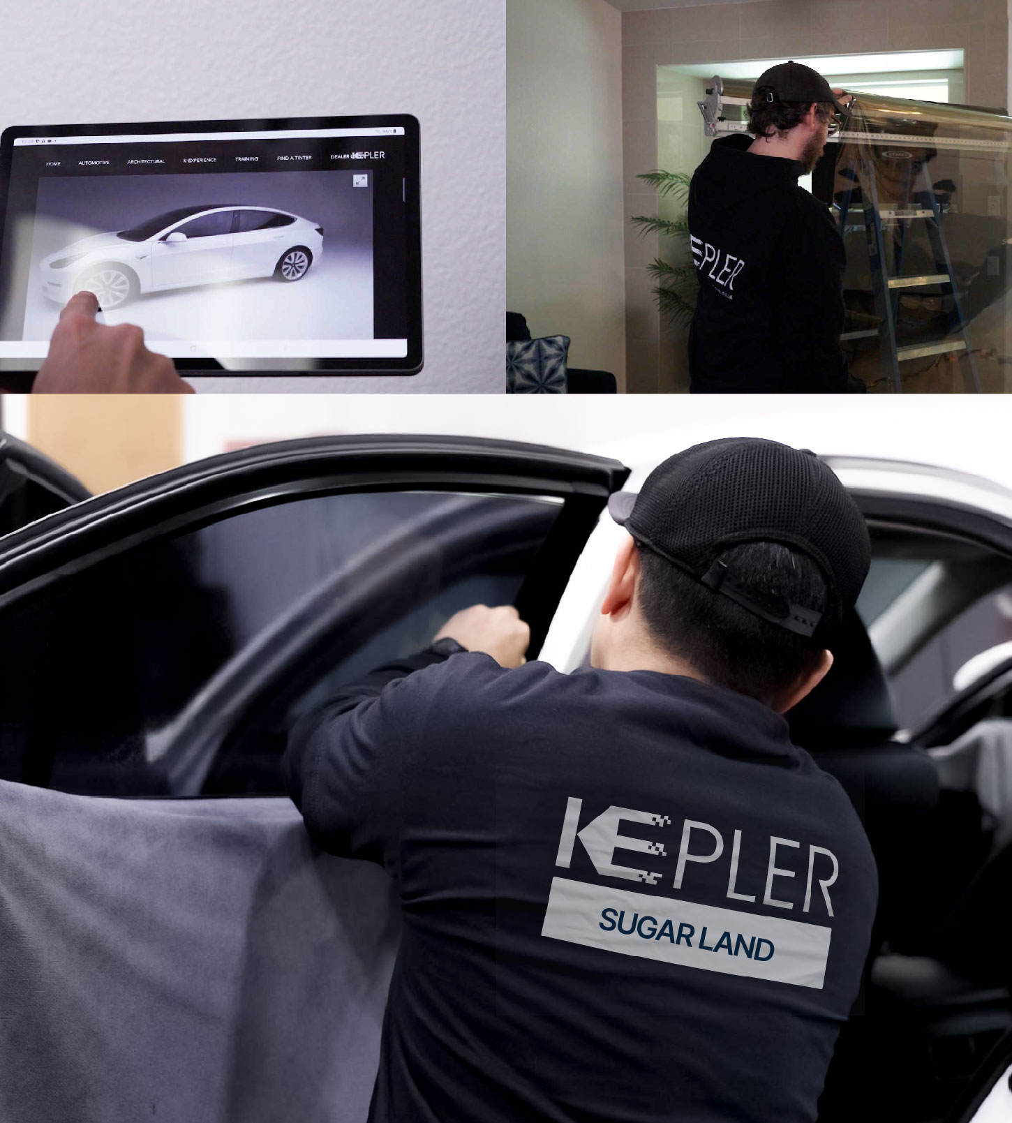 Automotive Window Tinting Expert Applying Film in Sugar Land, Texas