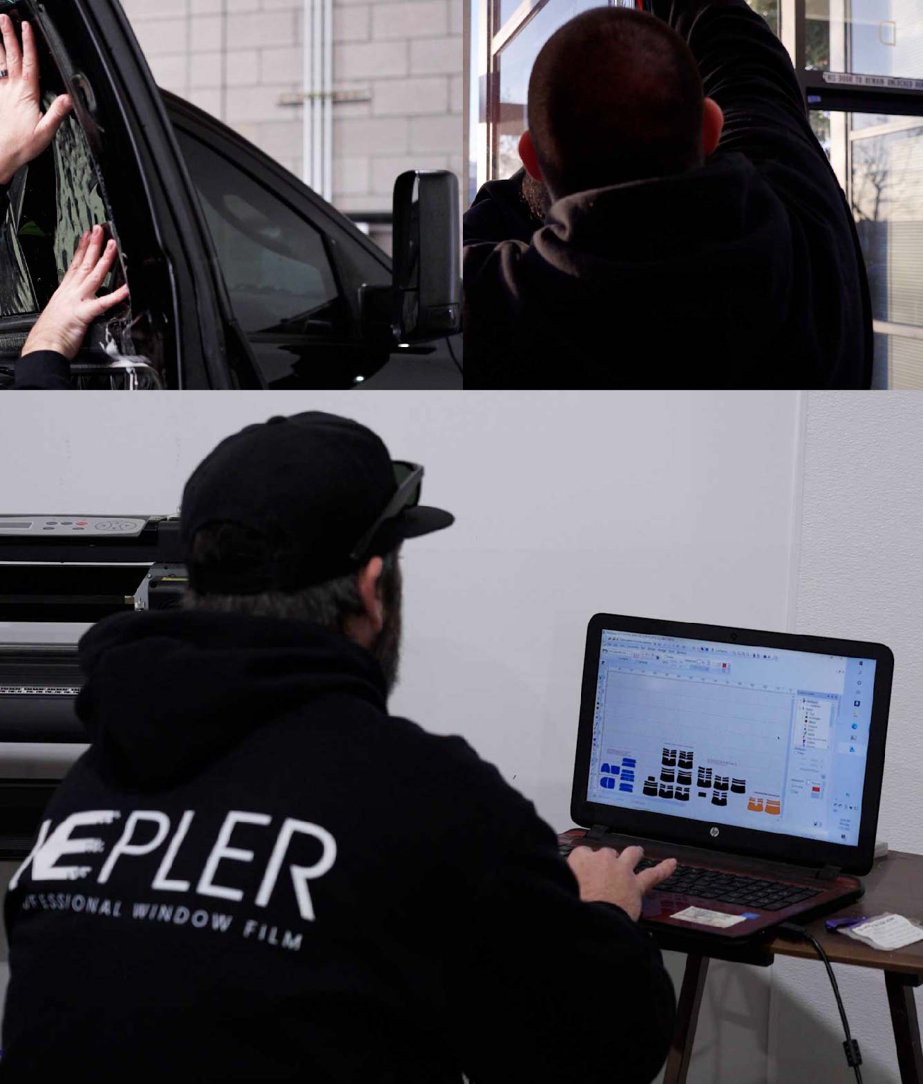 Ceramic Window Tinting Expert Cutting Film in Brawley, California