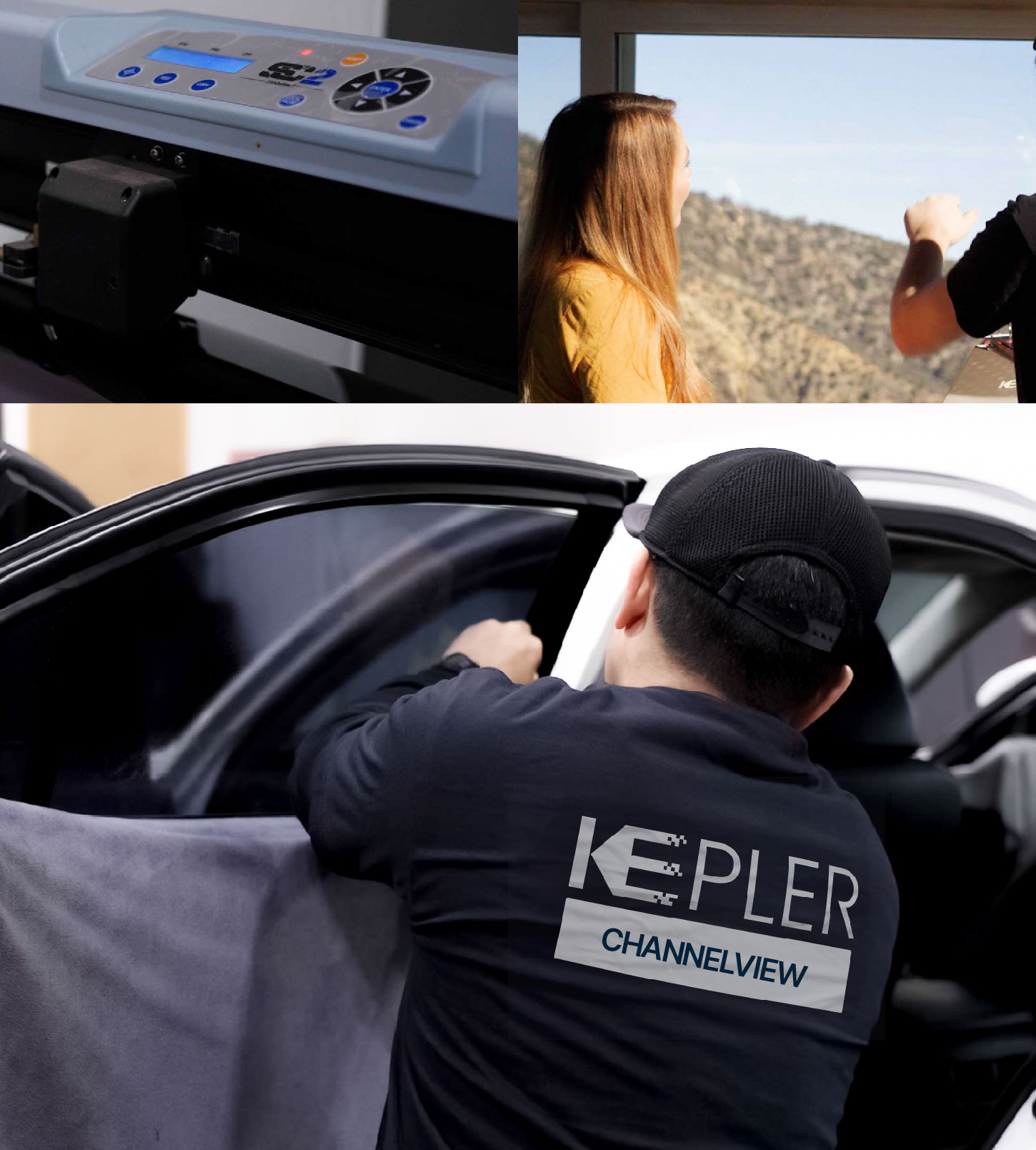Automotive Window Tinting Expert Applying Film in Channelview, Texas