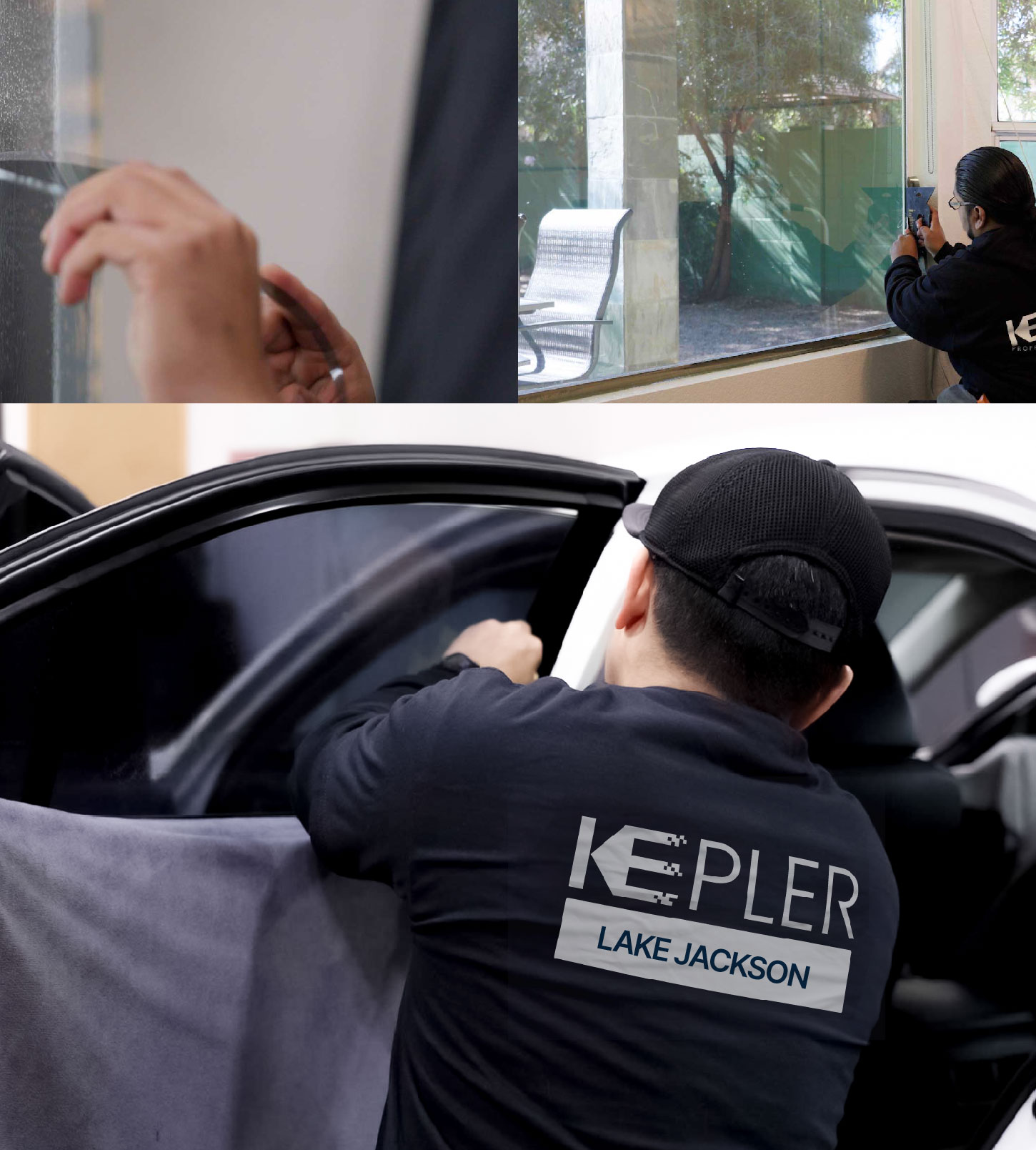 Automotive Window Tinting Expert Applying Film in Lake Jackson, Texas
