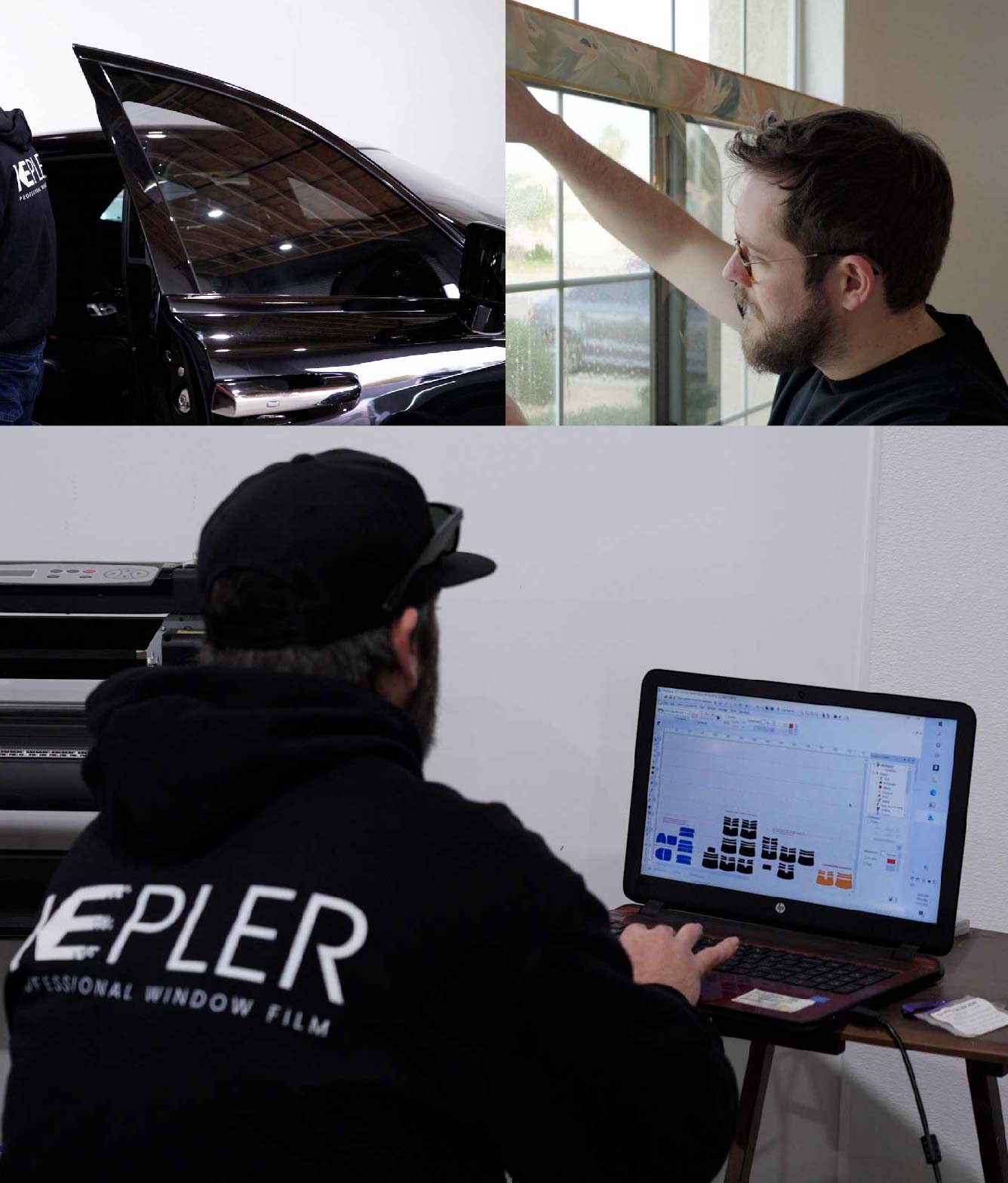 Ceramic Window Tinting Expert Cutting Film in Yucca Valley, California
