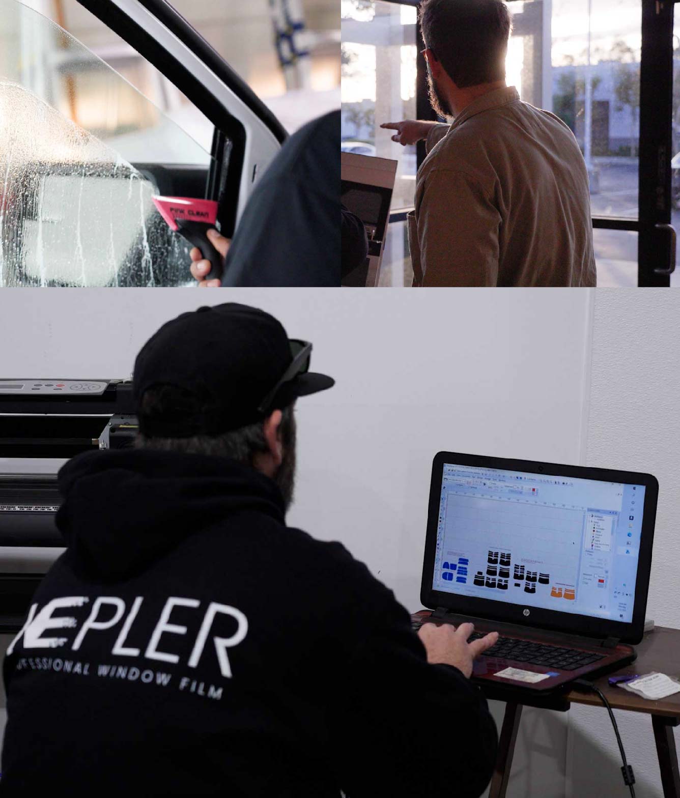 Ceramic Window Tinting Expert Cutting Film in Loma Linda, California