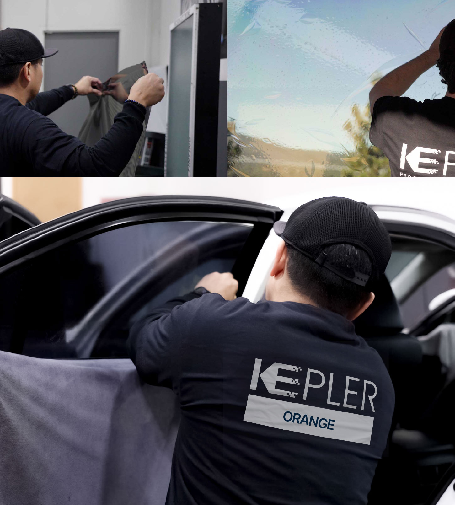 Automotive Window Tinting Expert Applying Film in Orange, Texas
