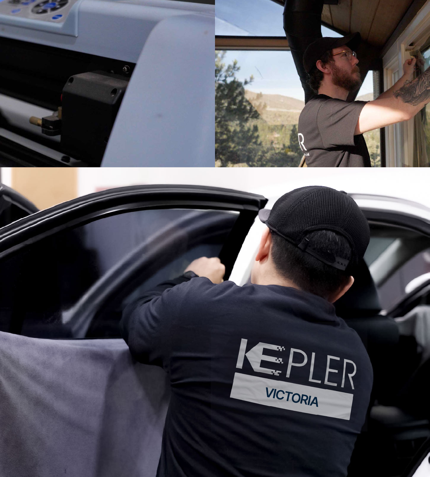Automotive Window Tinting Expert Applying Film in Victoria, Texas