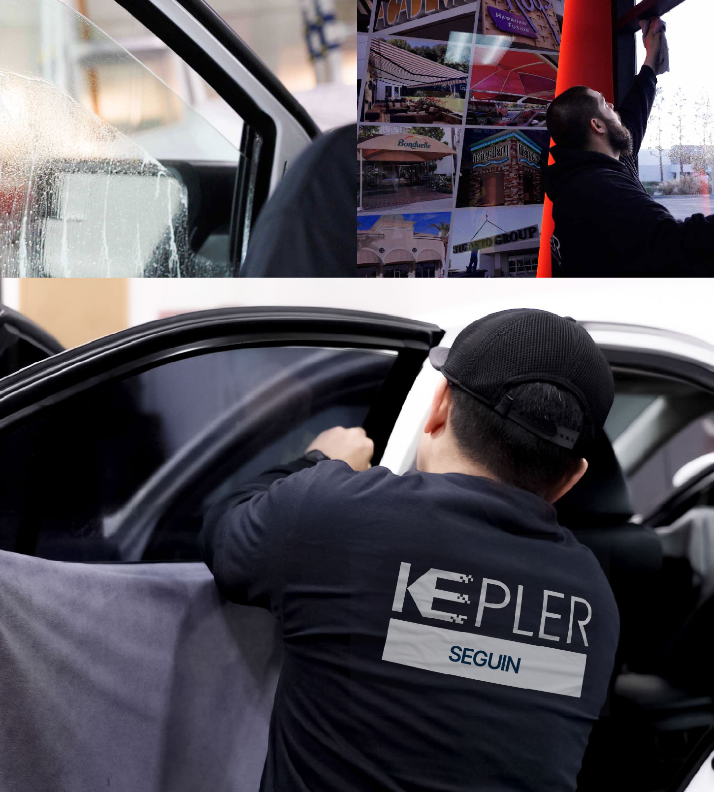 Automotive Window Tinting Expert Applying Film in Seguin, Texas