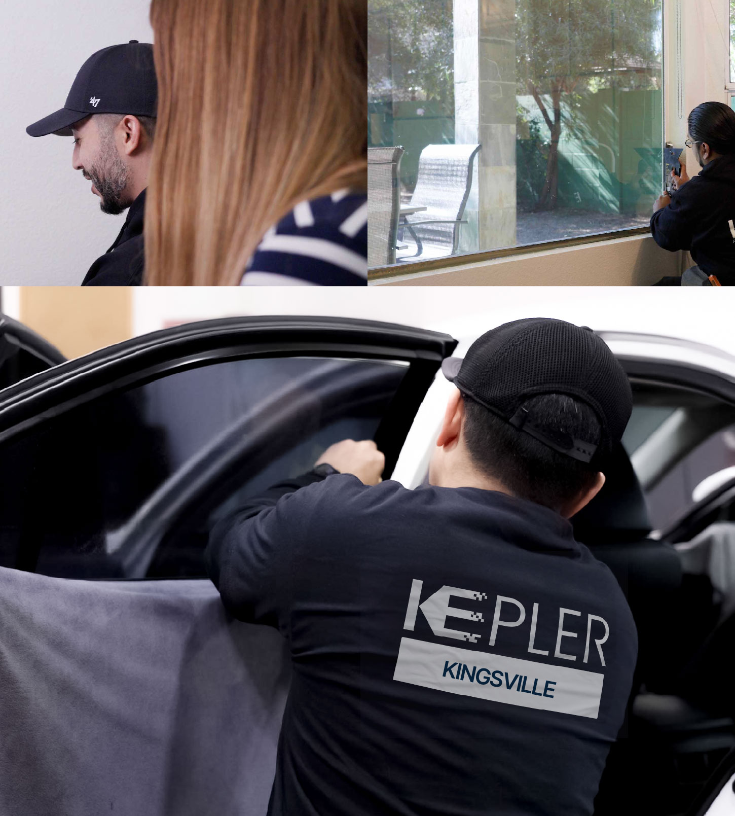 Automotive Window Tinting Expert Applying Film in Kingsville, Texas
