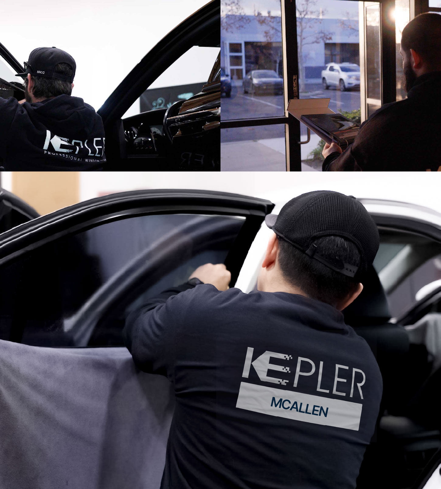 Automotive Window Tinting Expert Applying Film in McAllen, Texas