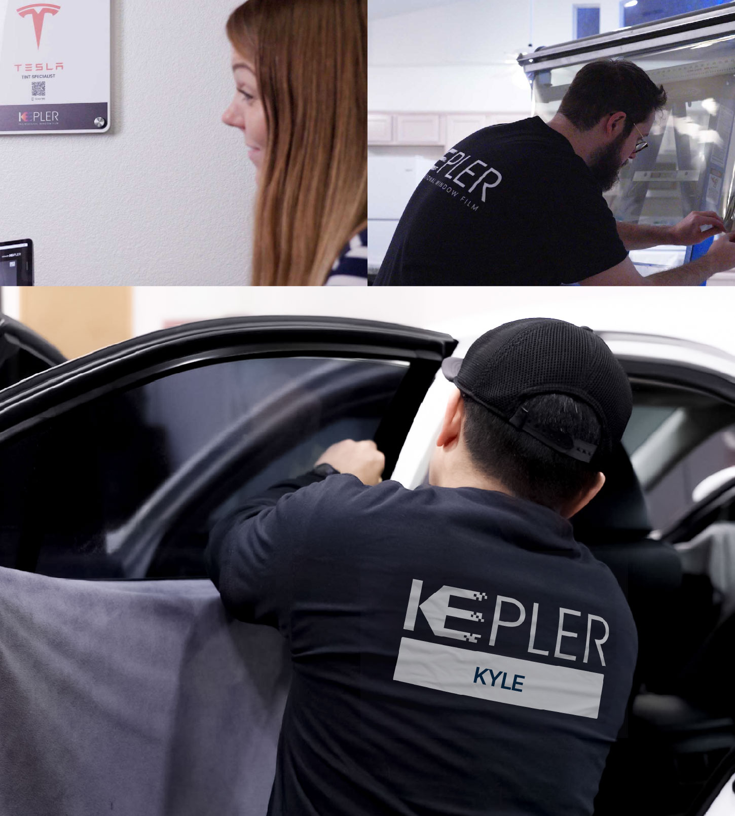 Automotive Window Tinting Expert Applying Film in Kyle, Texas