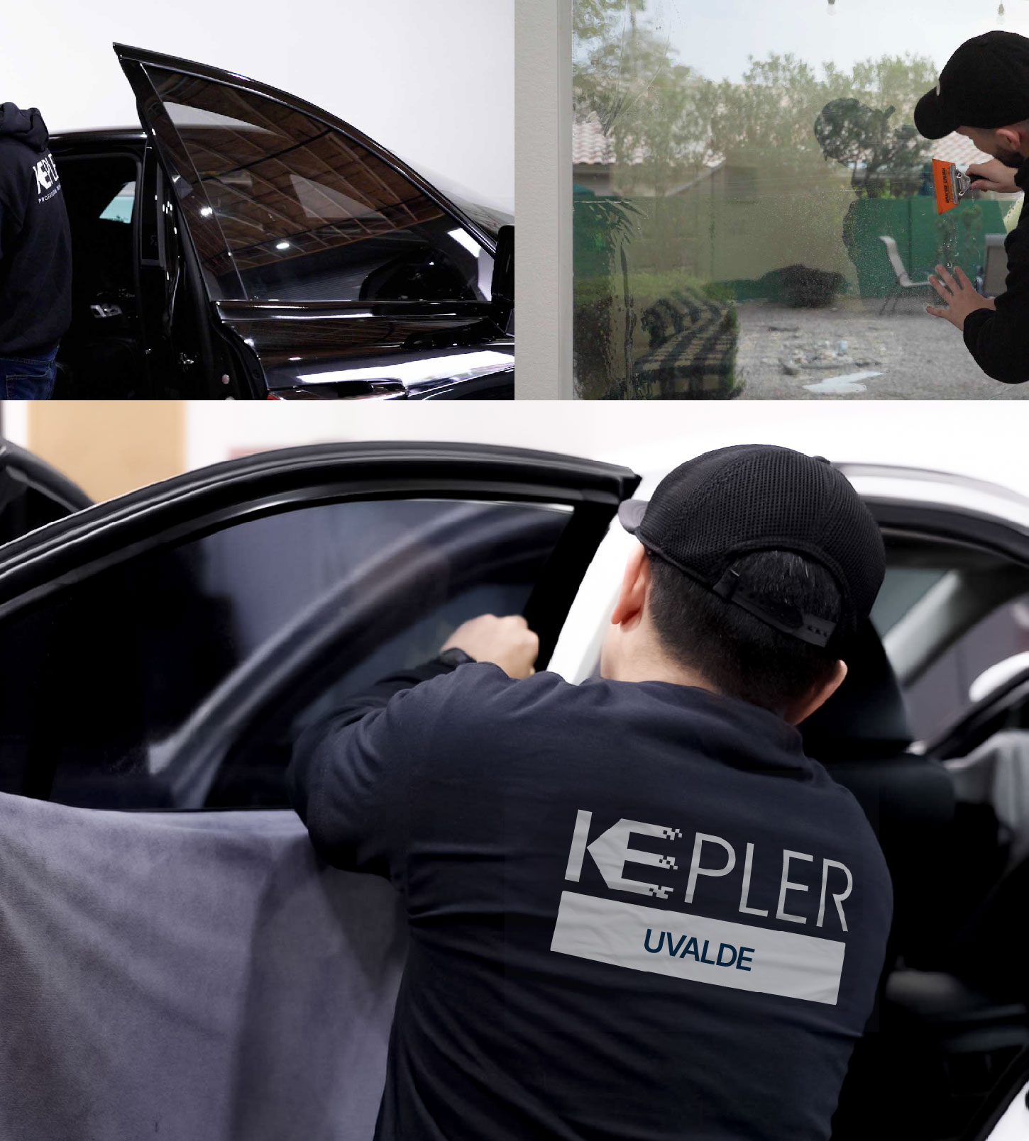 Automotive Window Tinting Expert Applying Film in Uvalde, Texas
